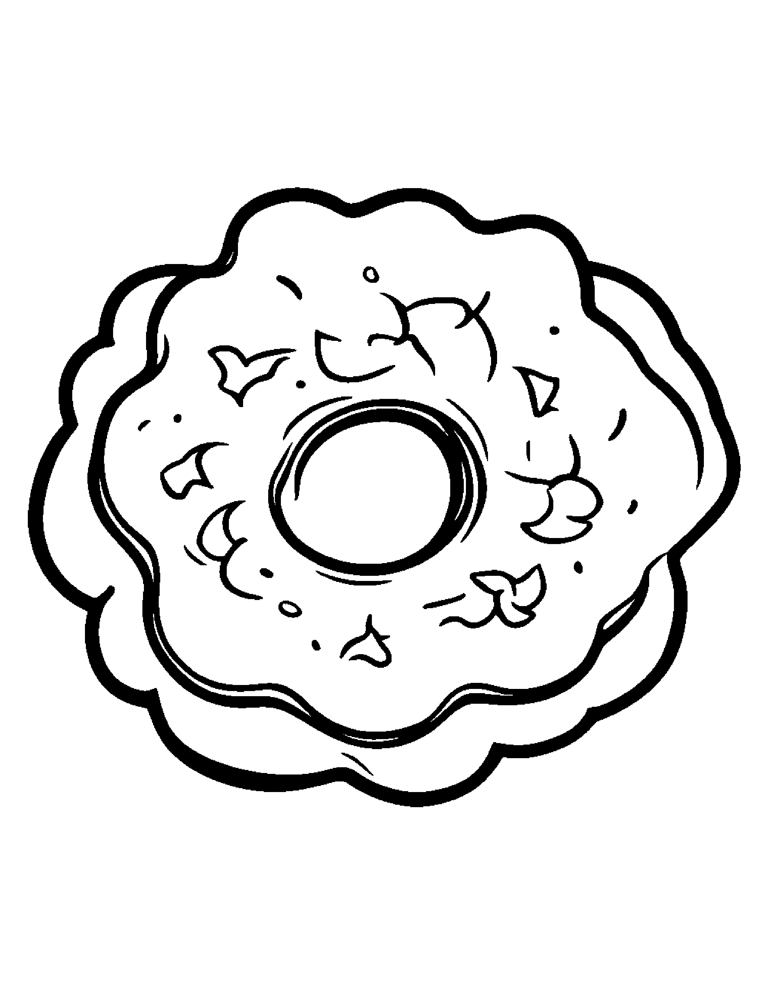 Donut With A Small Flower #2 Coloring Page (Free Printable PDF)