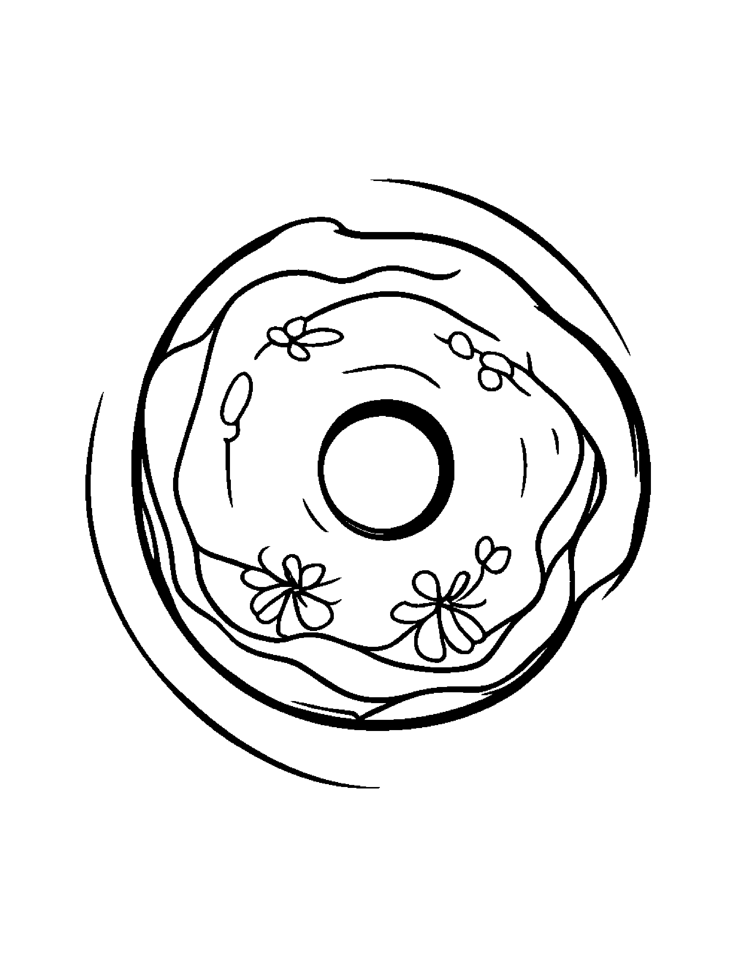 Donut With A Small Flower #3 Coloring Page (Free Printable PDF)
