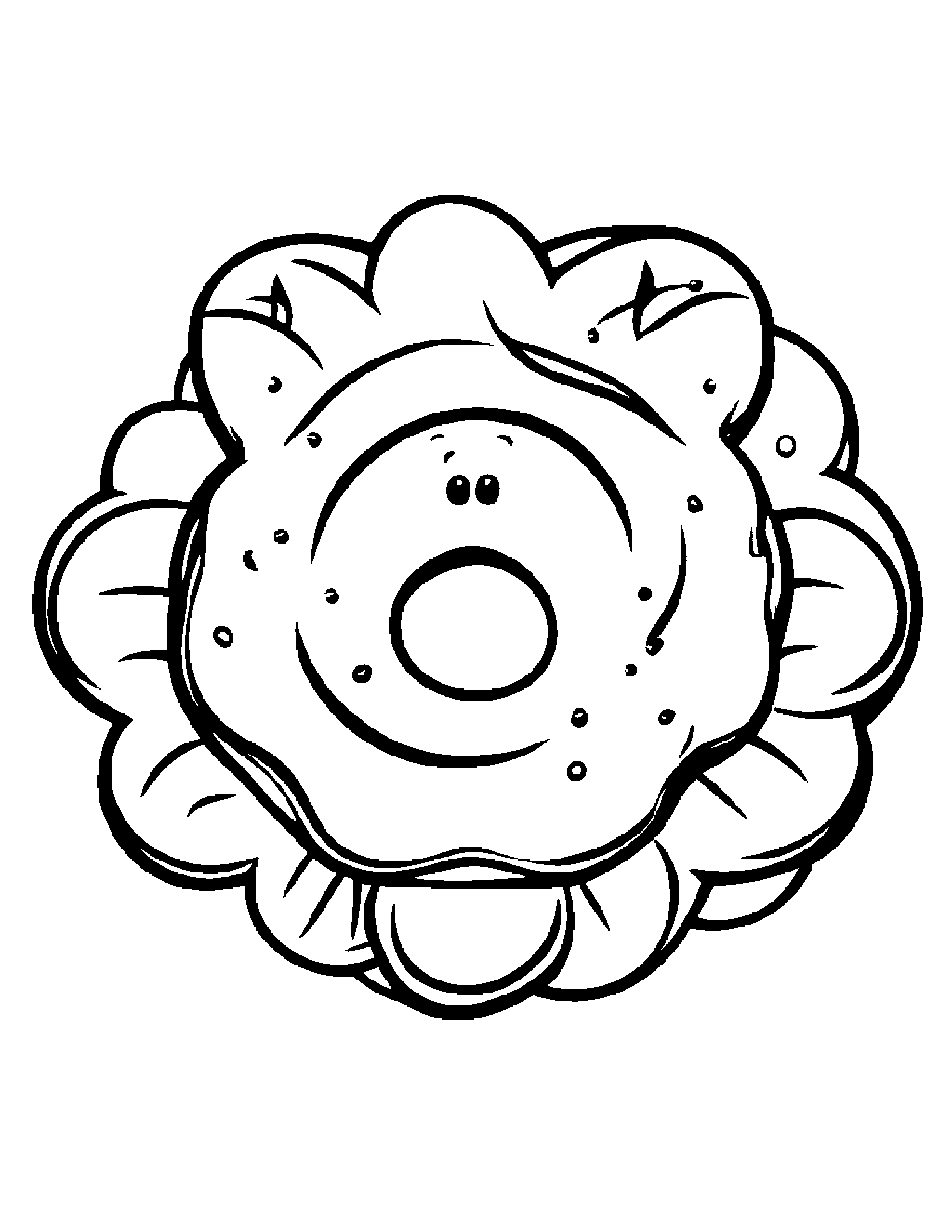 Donut With A Small Flower #4 Coloring Page (Free Printable PDF)