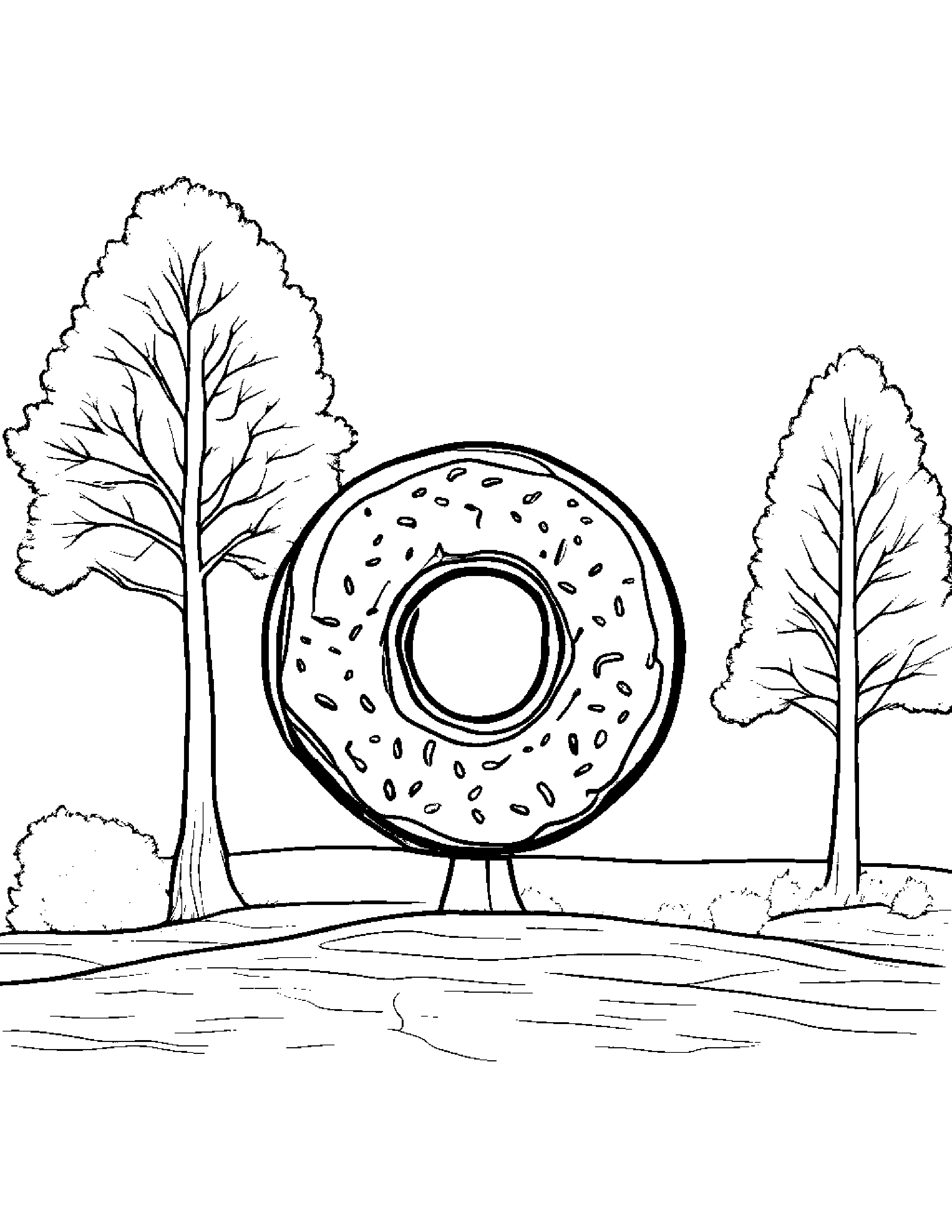 Donut With A Soft Scarf By A Little Tree Coloring Page (Free Printable PDF)
