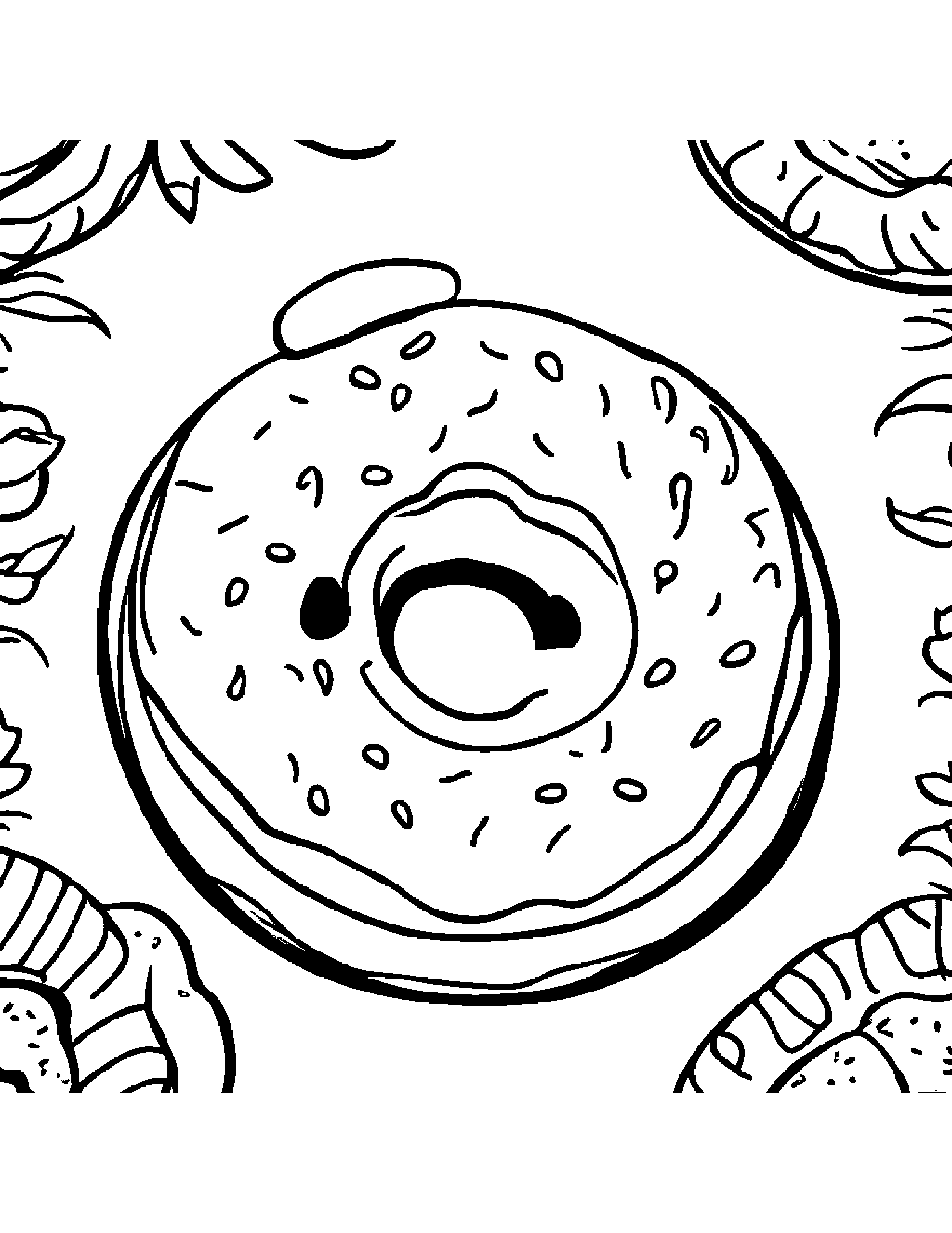 Donut With A Soft Scarf Coloring Page (Free Printable PDF)