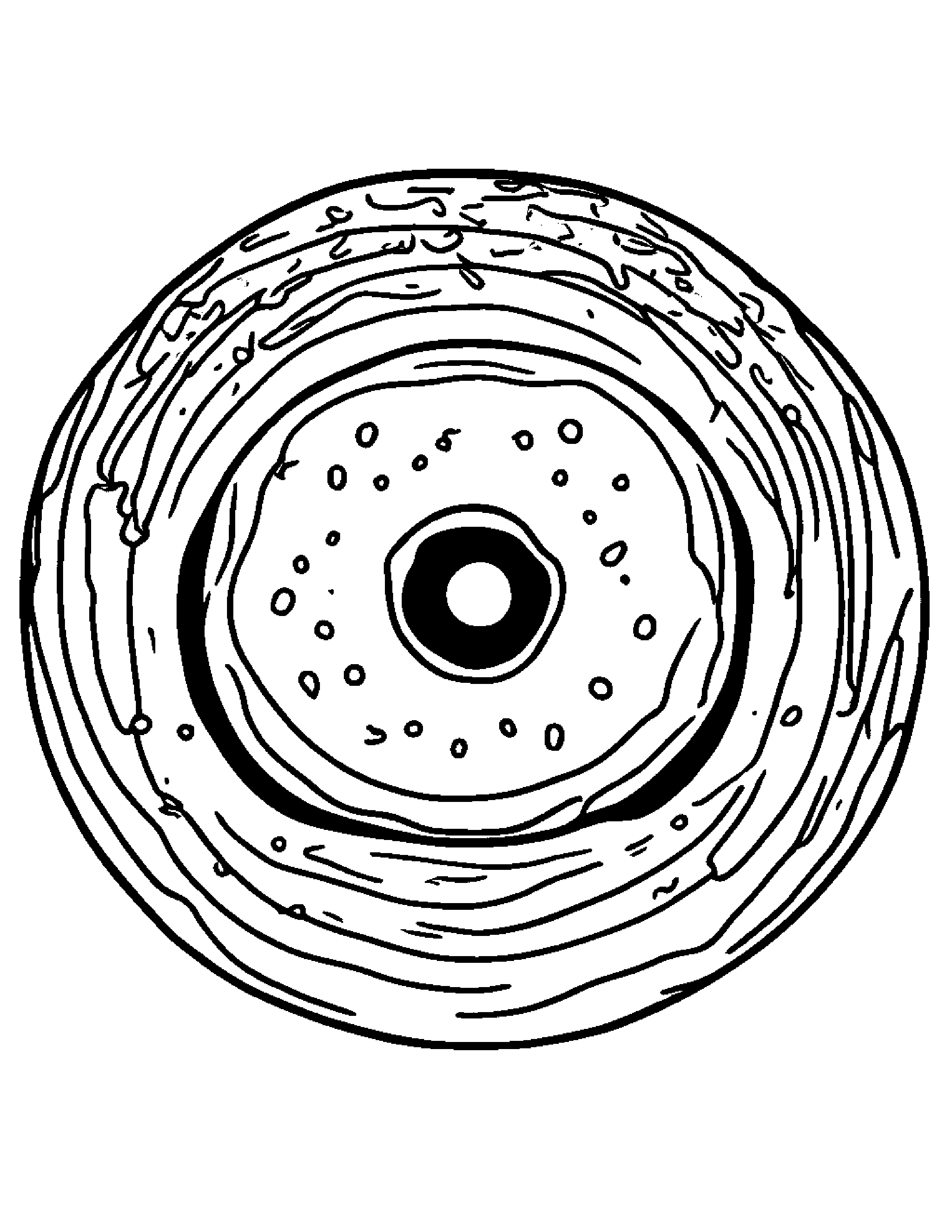 Donut With A Sunny Sticker #3 Coloring Page (Free Printable PDF)