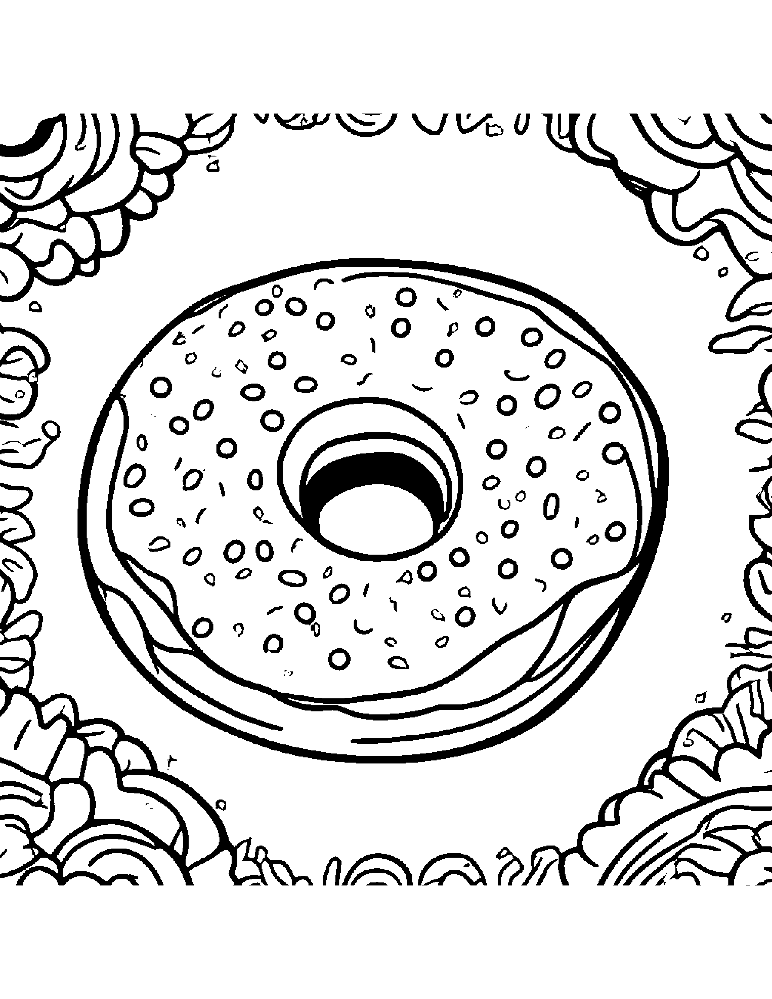 Donut With Sparkles #2 Coloring Page (Free Printable PDF)