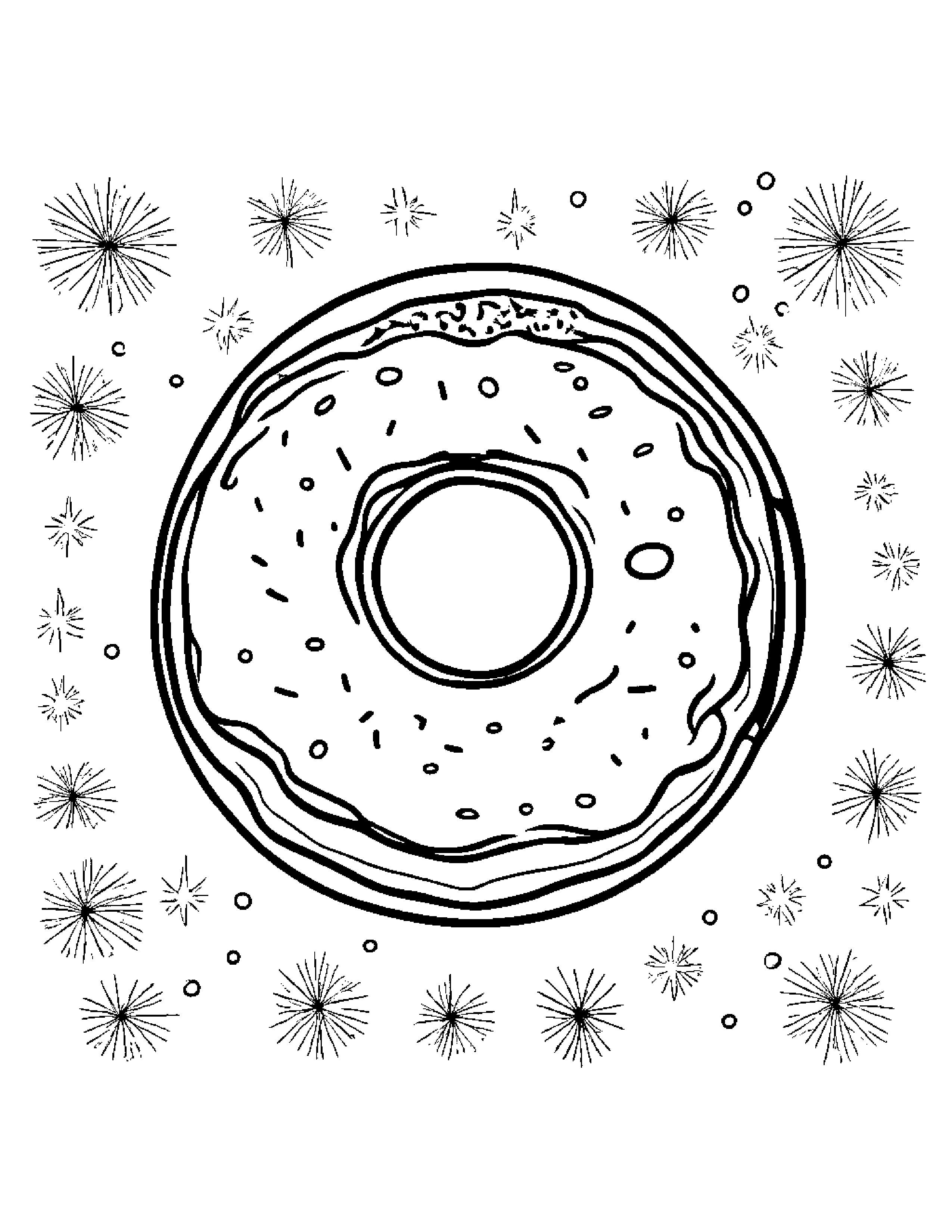 Donut With Sparkles #3 Coloring Page (Free Printable PDF)