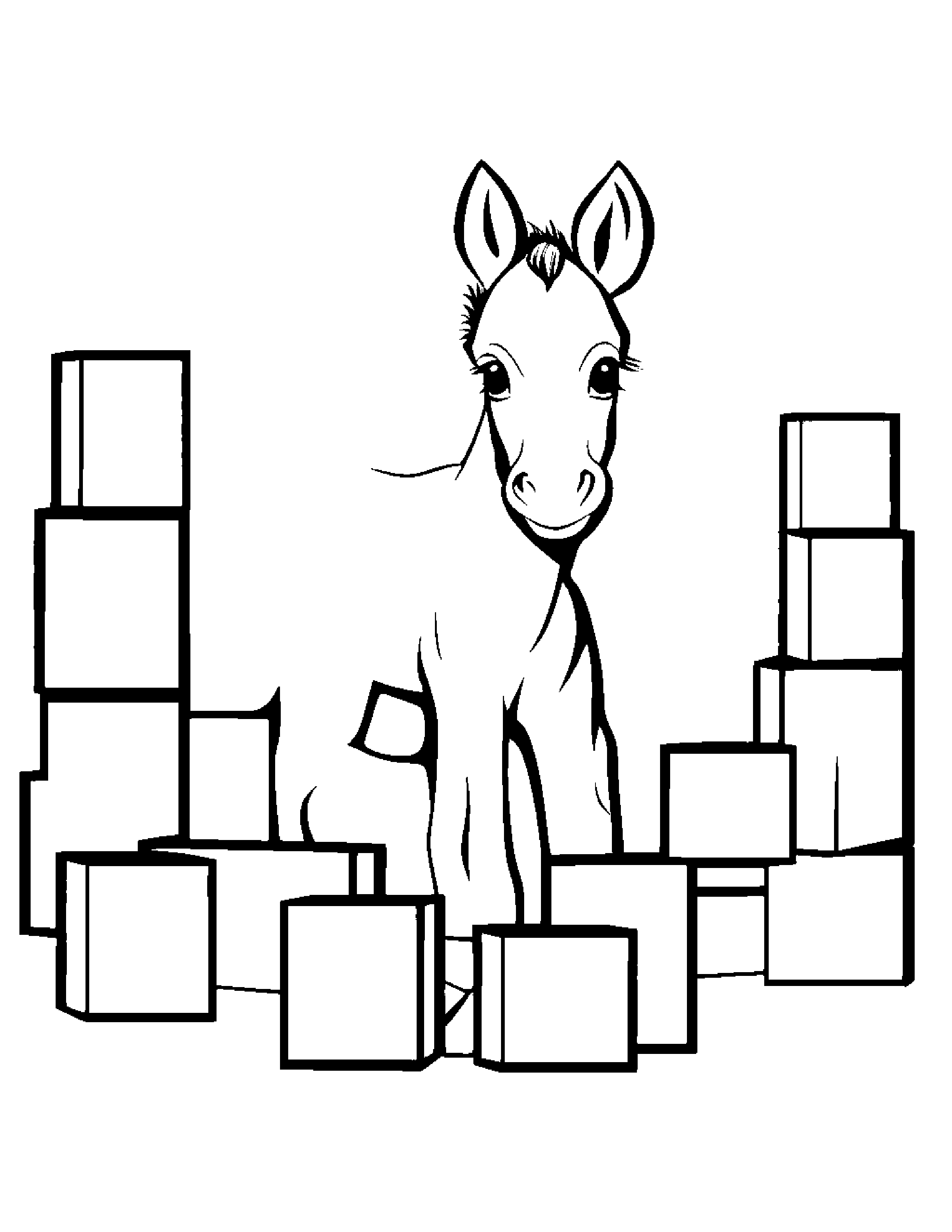 Foal Stacking Blocks #2 Coloring Page (Free Printable PDF)