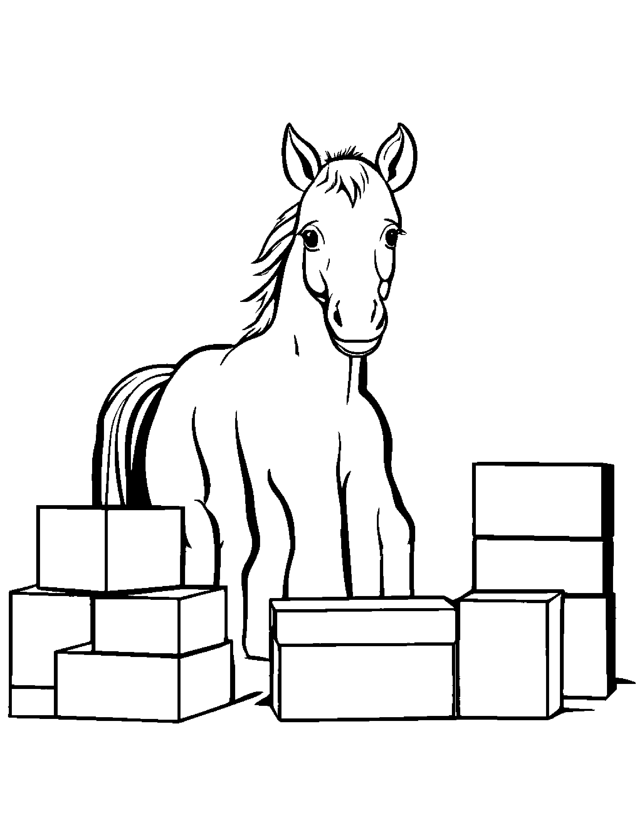 Foal Stacking Blocks #3 Coloring Page (Free Printable PDF)