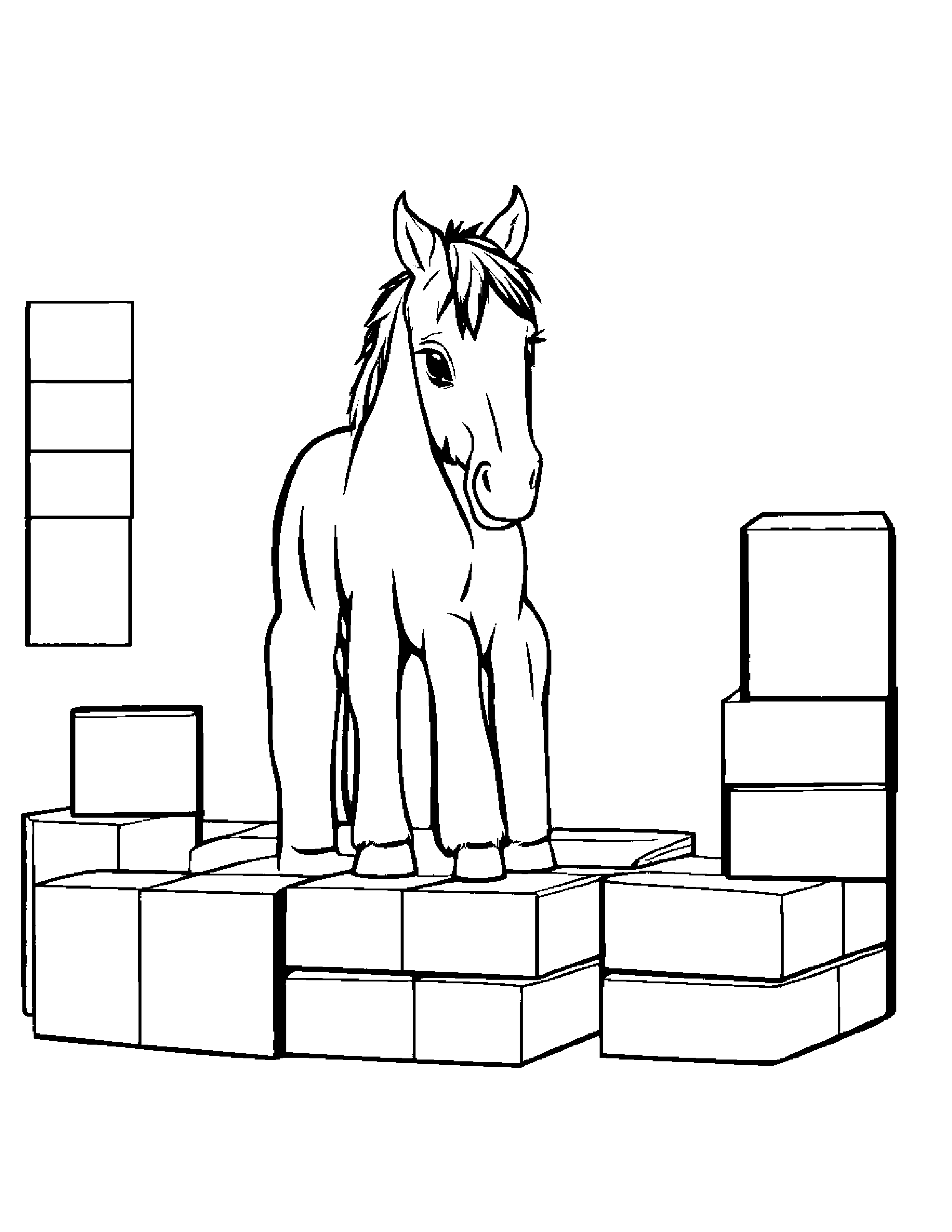 Foal Stacking Blocks Coloring Page (Free Printable PDF)