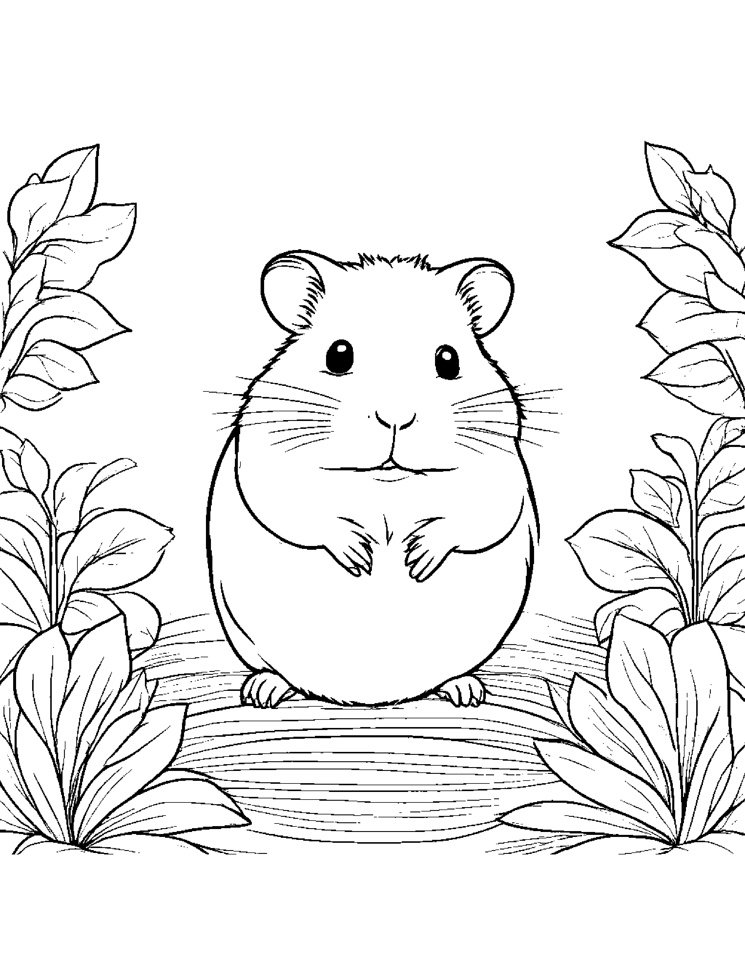 Gentle Hamster #2 Coloring Page (Free Printable PDF)
