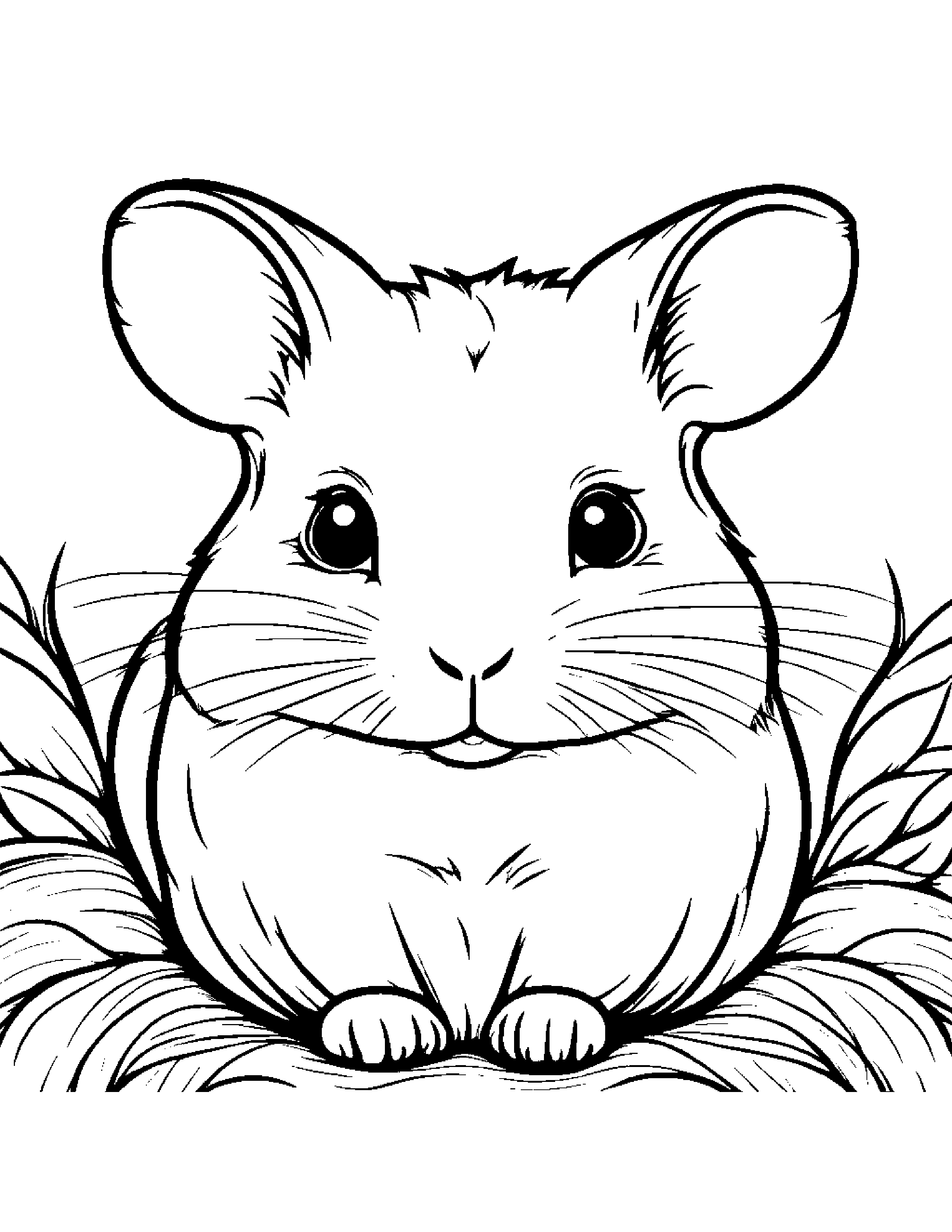 Gentle Hamster #3 Coloring Page (Free Printable PDF)