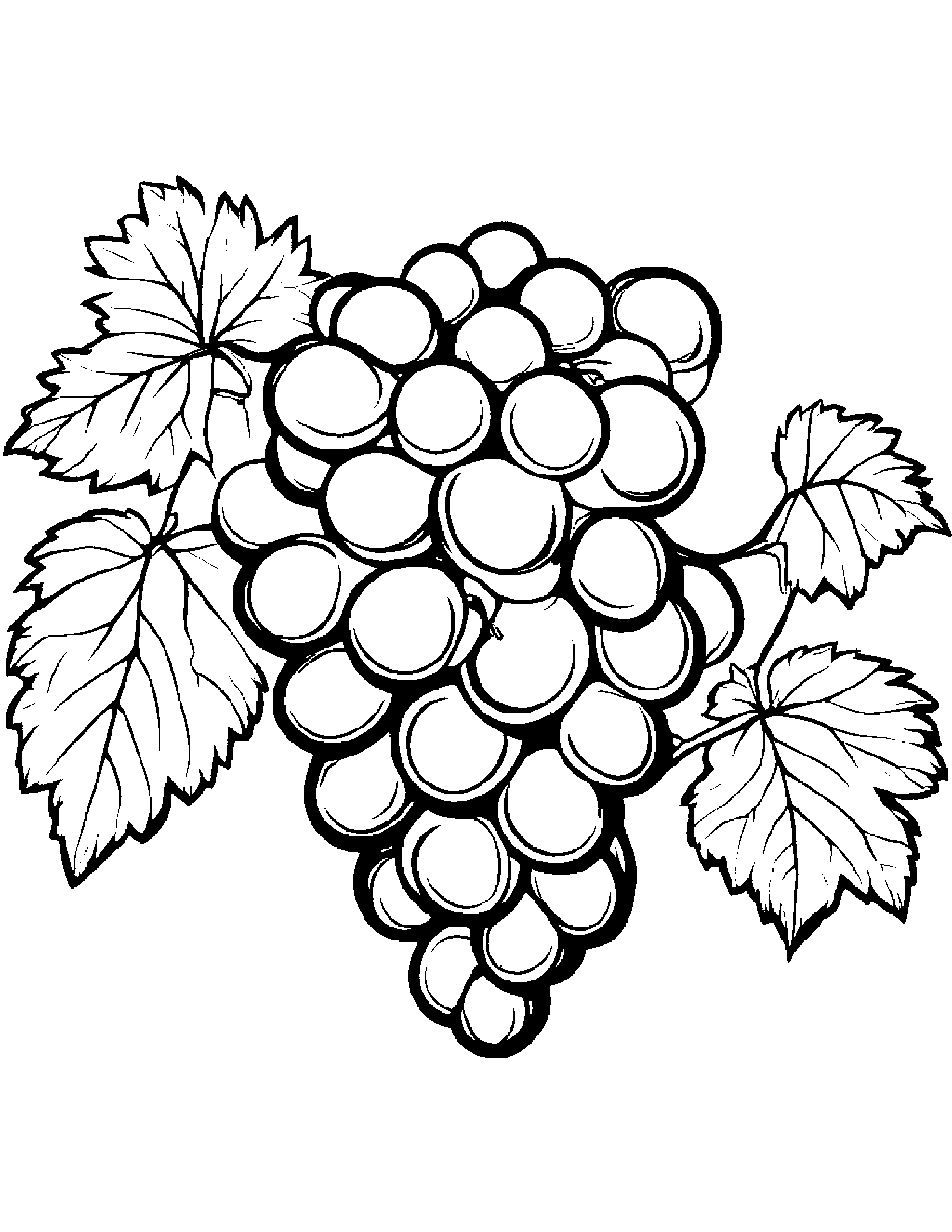 Grapes With A Cute Hat #2 Coloring Page (Free Printable PDF)