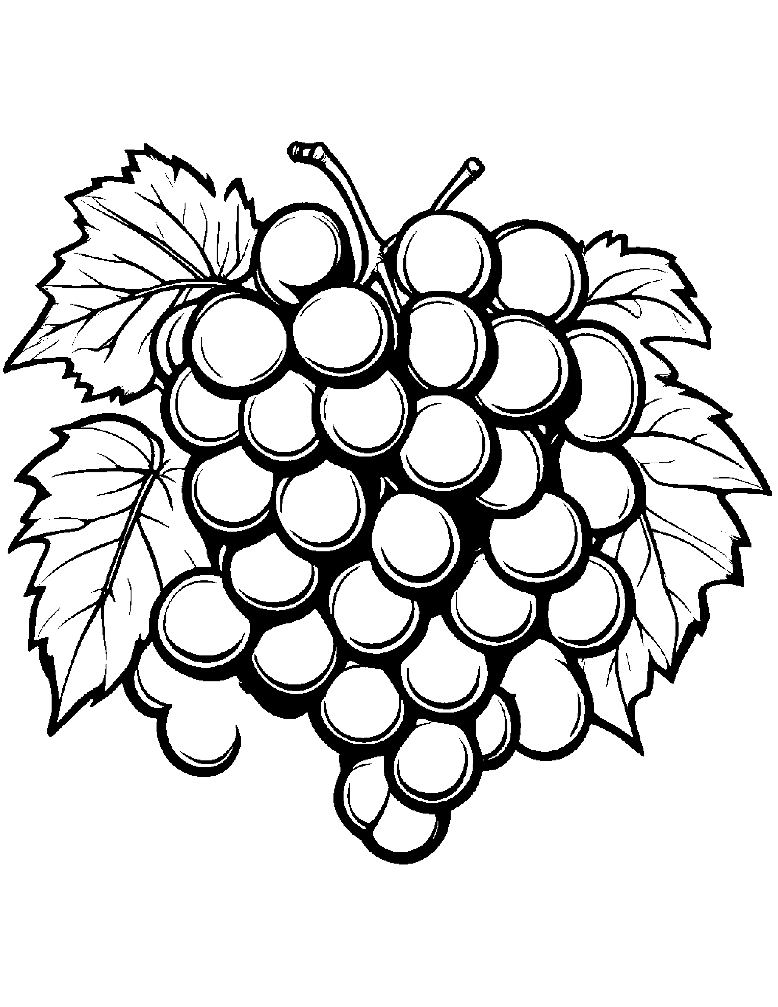 Grapes With A Friendly Star Coloring Page (Free Printable PDF)