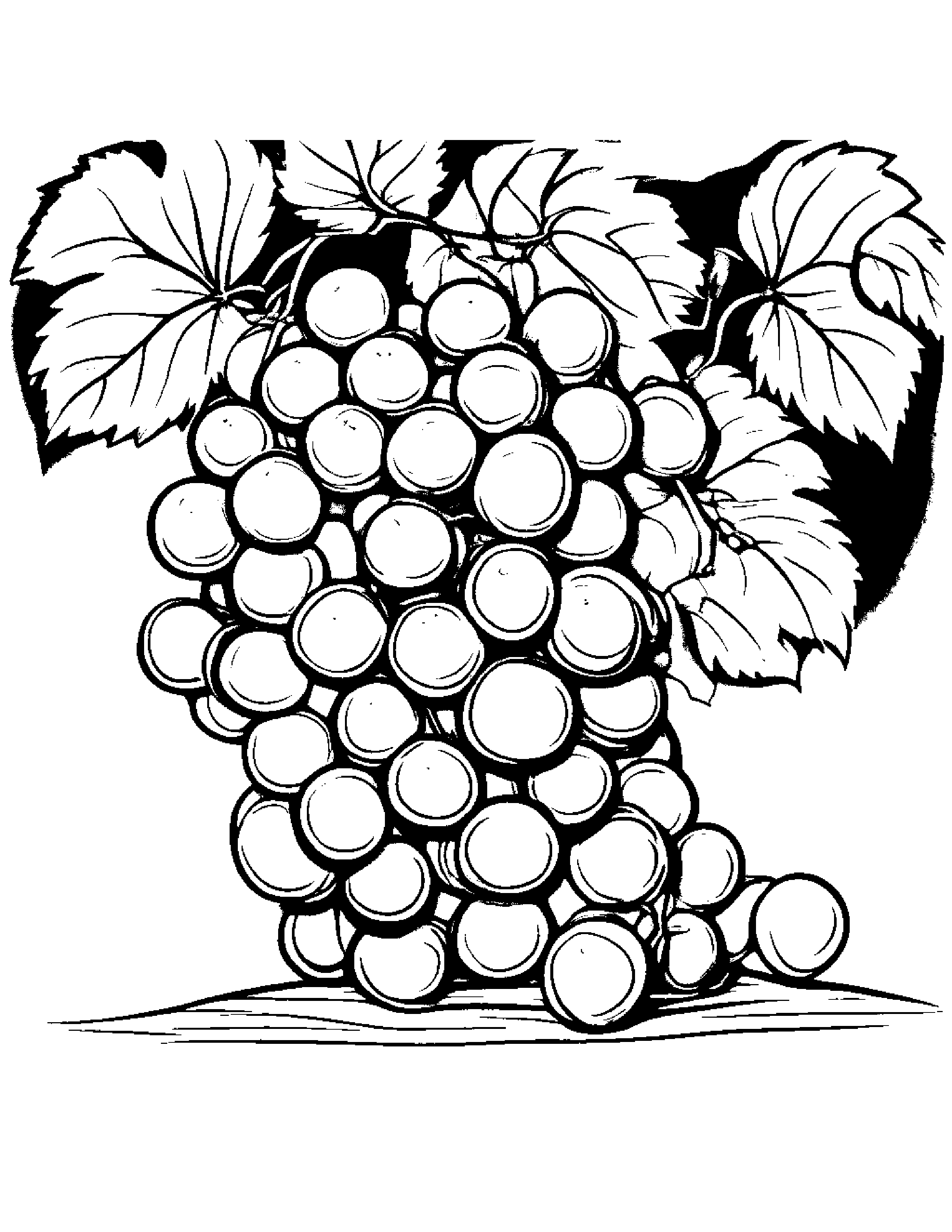 Grapes With A Small Flower By A Reading Nook #3 Coloring Page (Free Printable PDF)