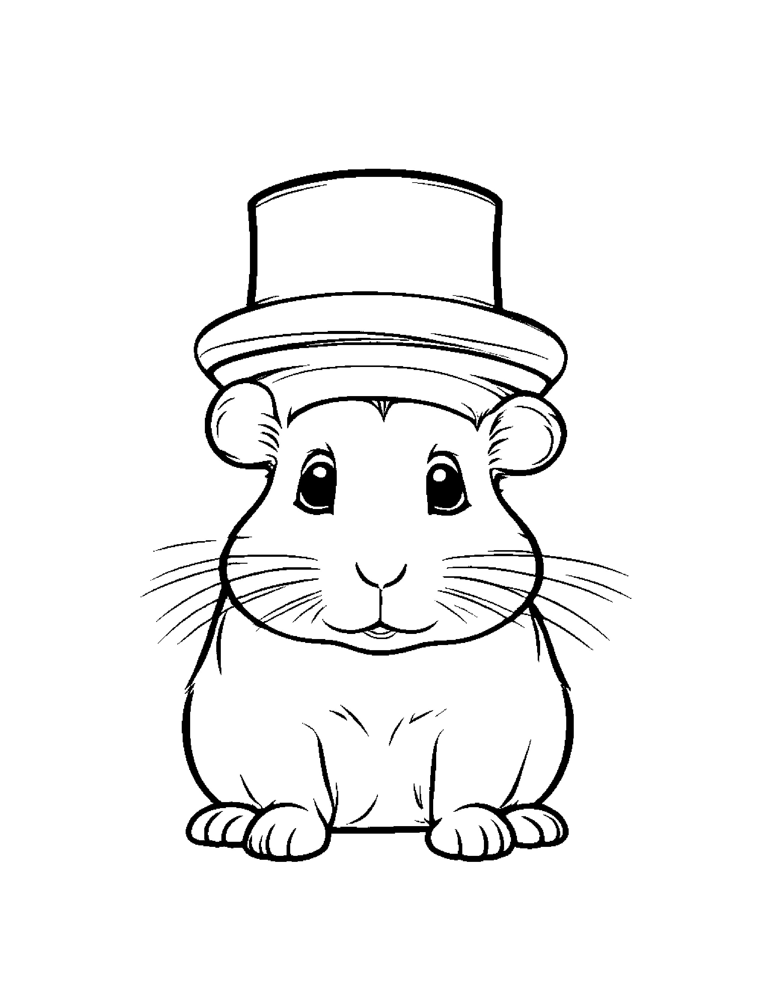 Hamster With A Cute Hat Coloring Page (Free Printable PDF)