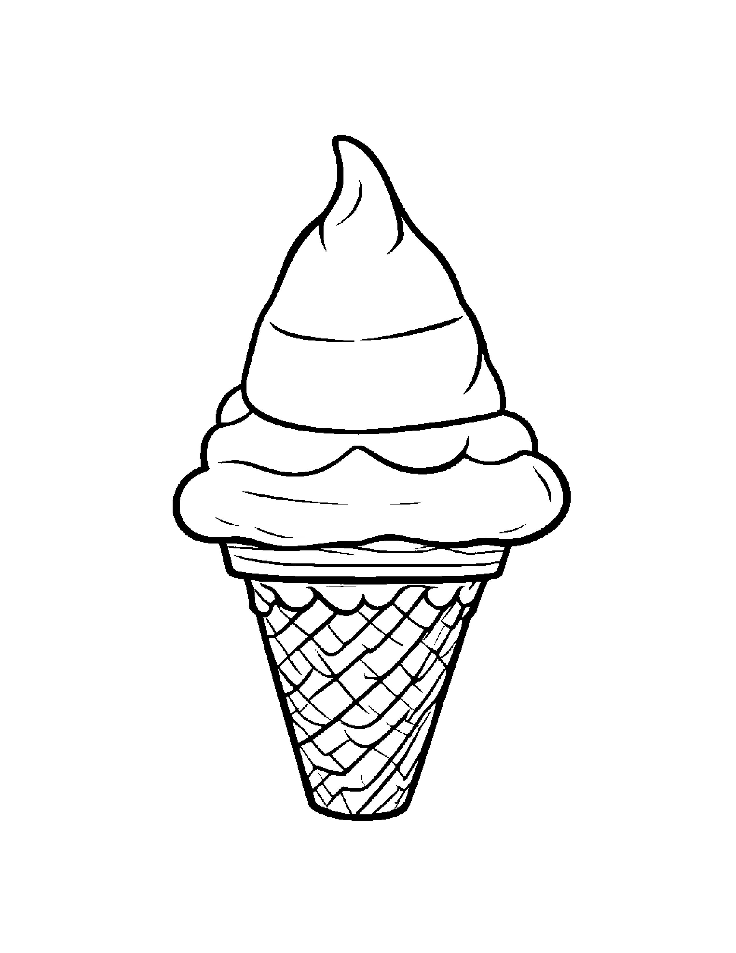 Ice Cream Cone With A Cute Hat #4 Coloring Page (Free Printable PDF)