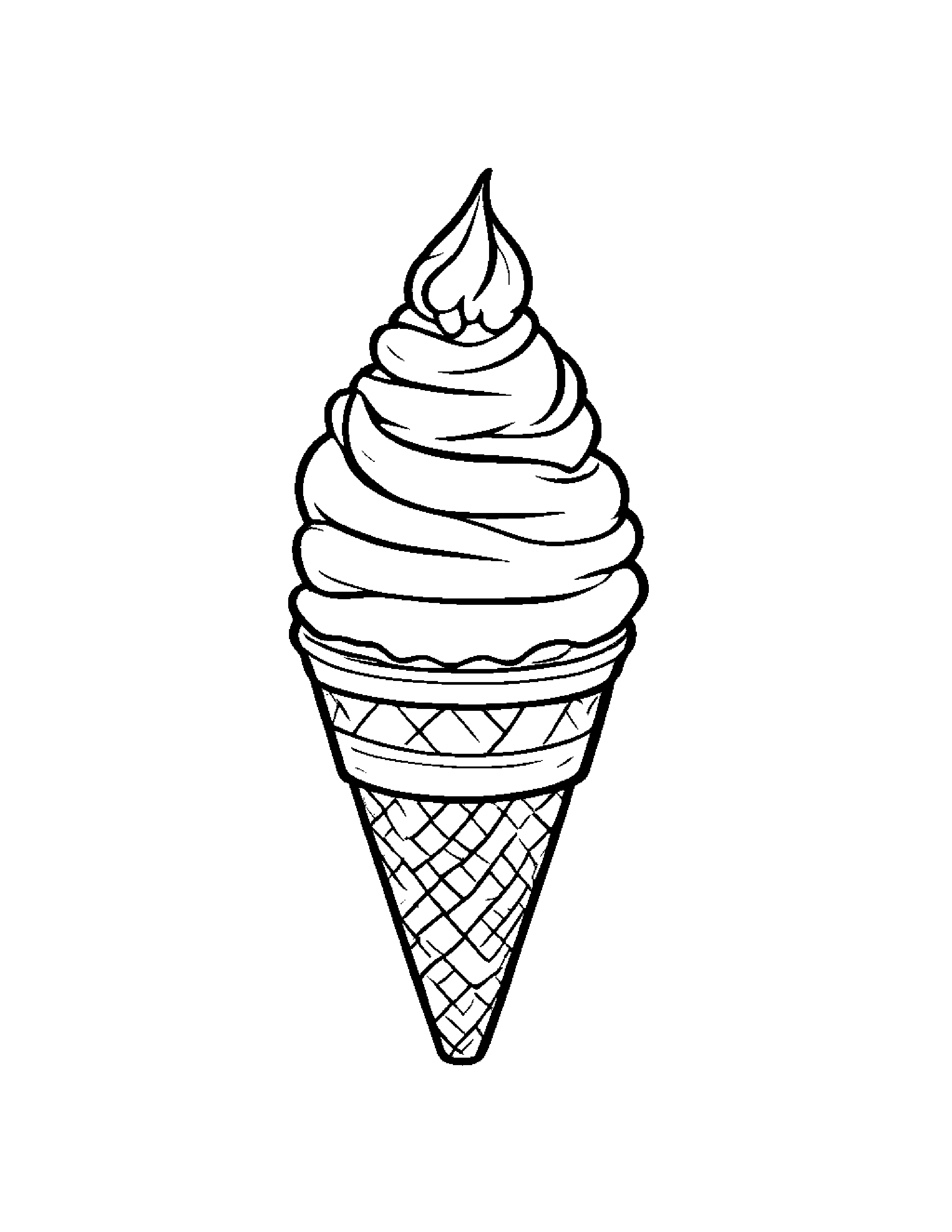Ice Cream Cone With A Little Heart #2 Coloring Page (Free Printable PDF)