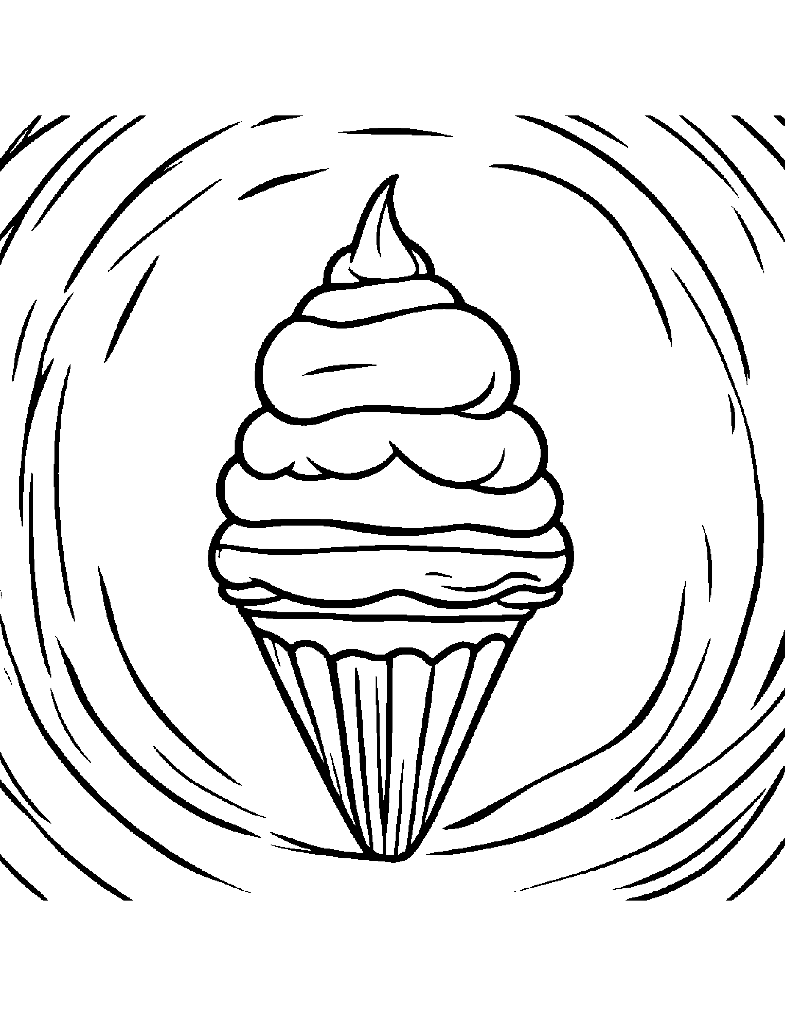 Ice Cream Cone With A Little Heart #3 Coloring Page (Free Printable PDF)