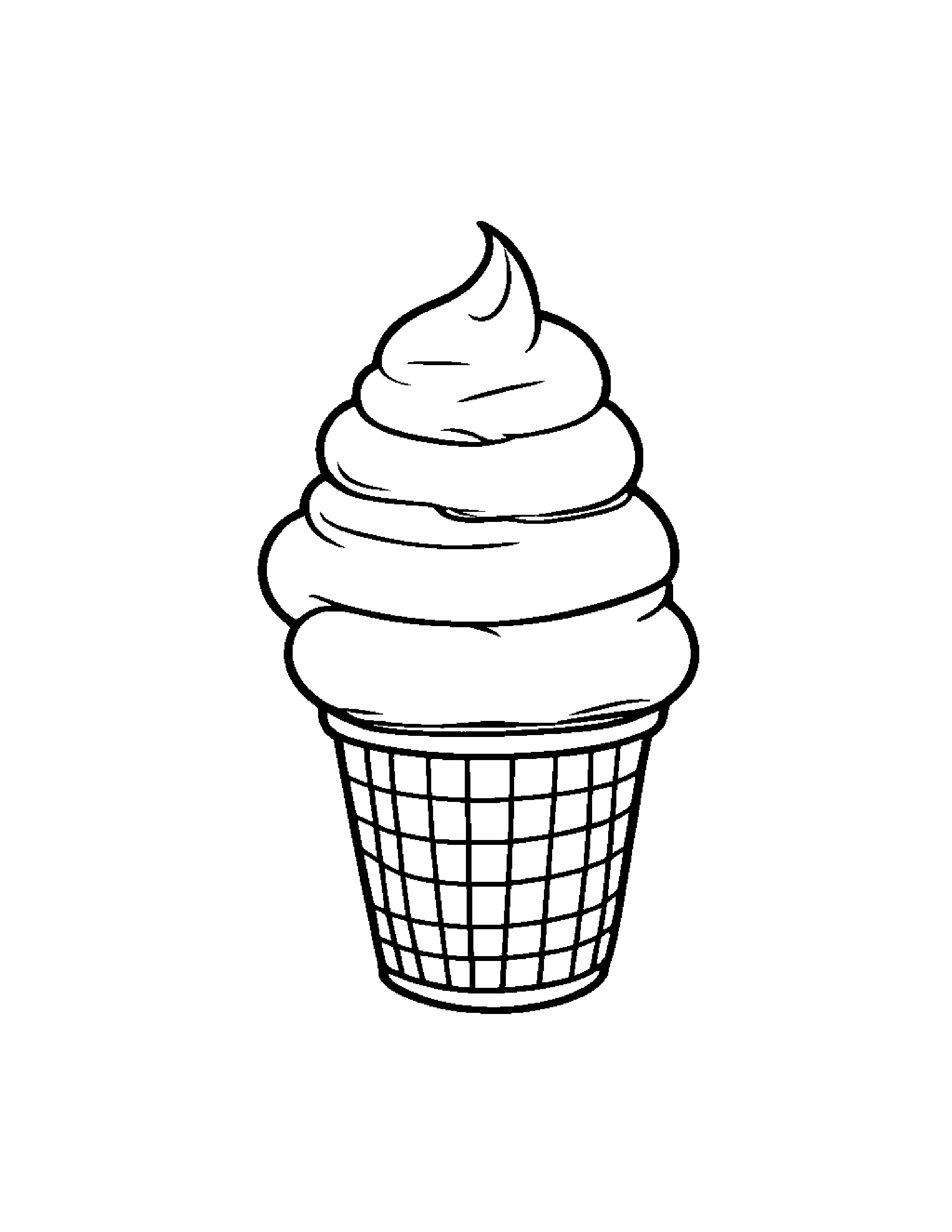 Ice Cream Cone With A Little Heart #4 Coloring Page (Free Printable PDF)