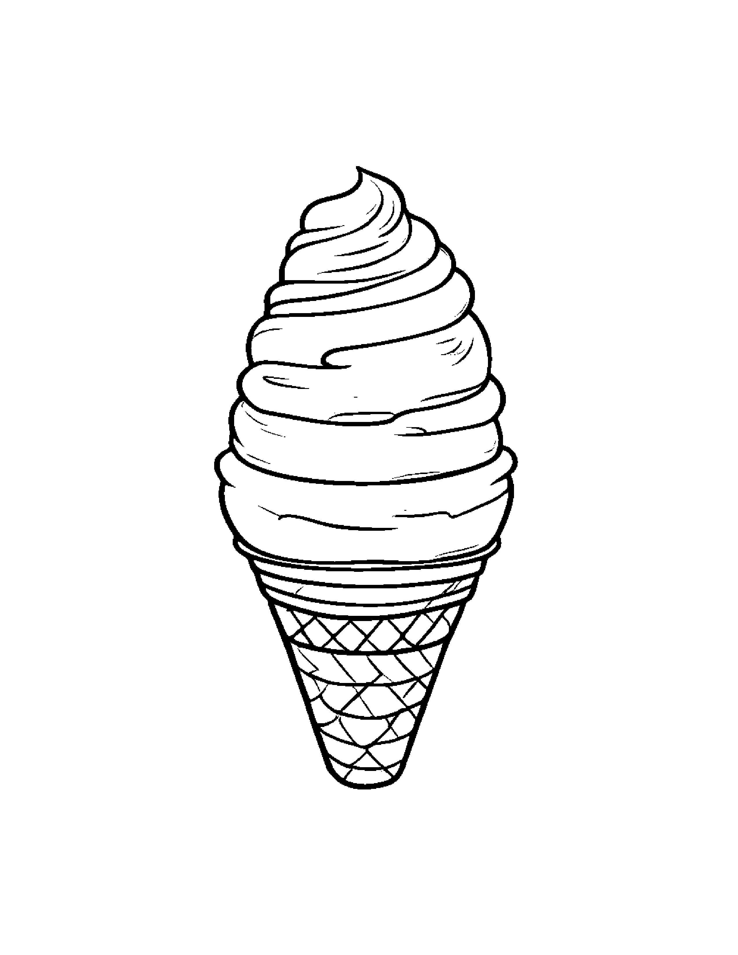Ice Cream Cone With A Ribbon #3 Coloring Page (Free Printable PDF)