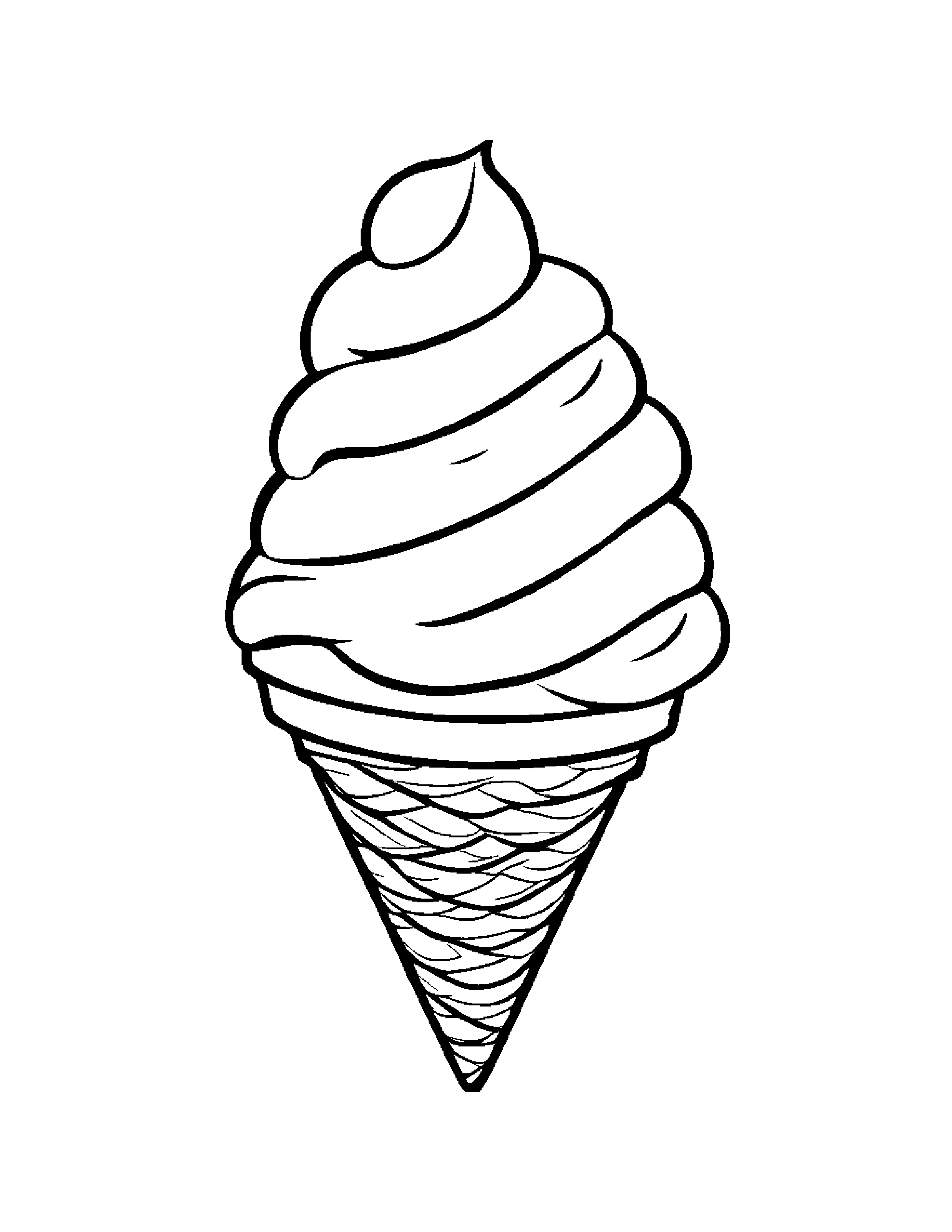 Ice Cream Cone With A Ribbon Coloring Page (Free Printable PDF)