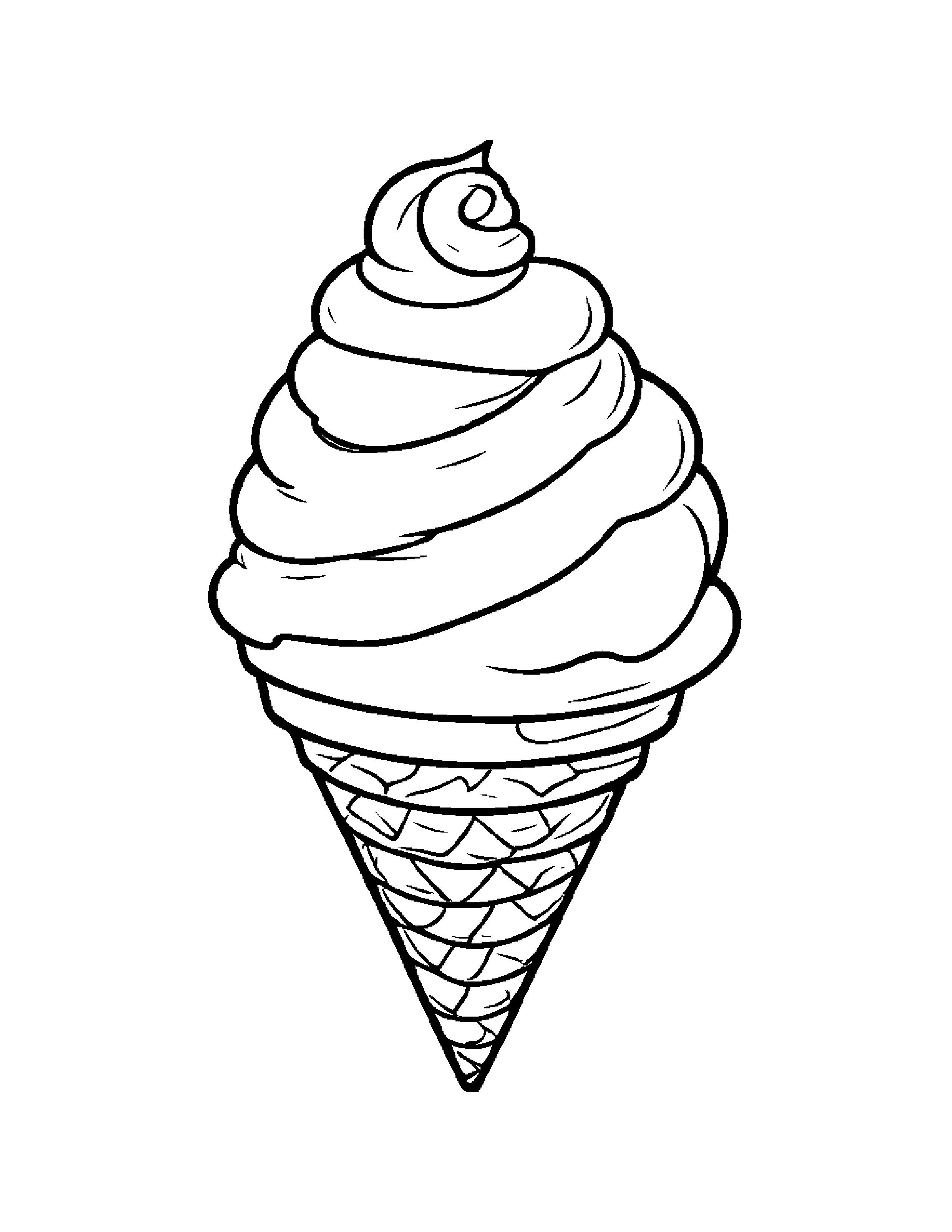 Ice Cream Cone With A Small Flower #2 Coloring Page (Free Printable PDF)