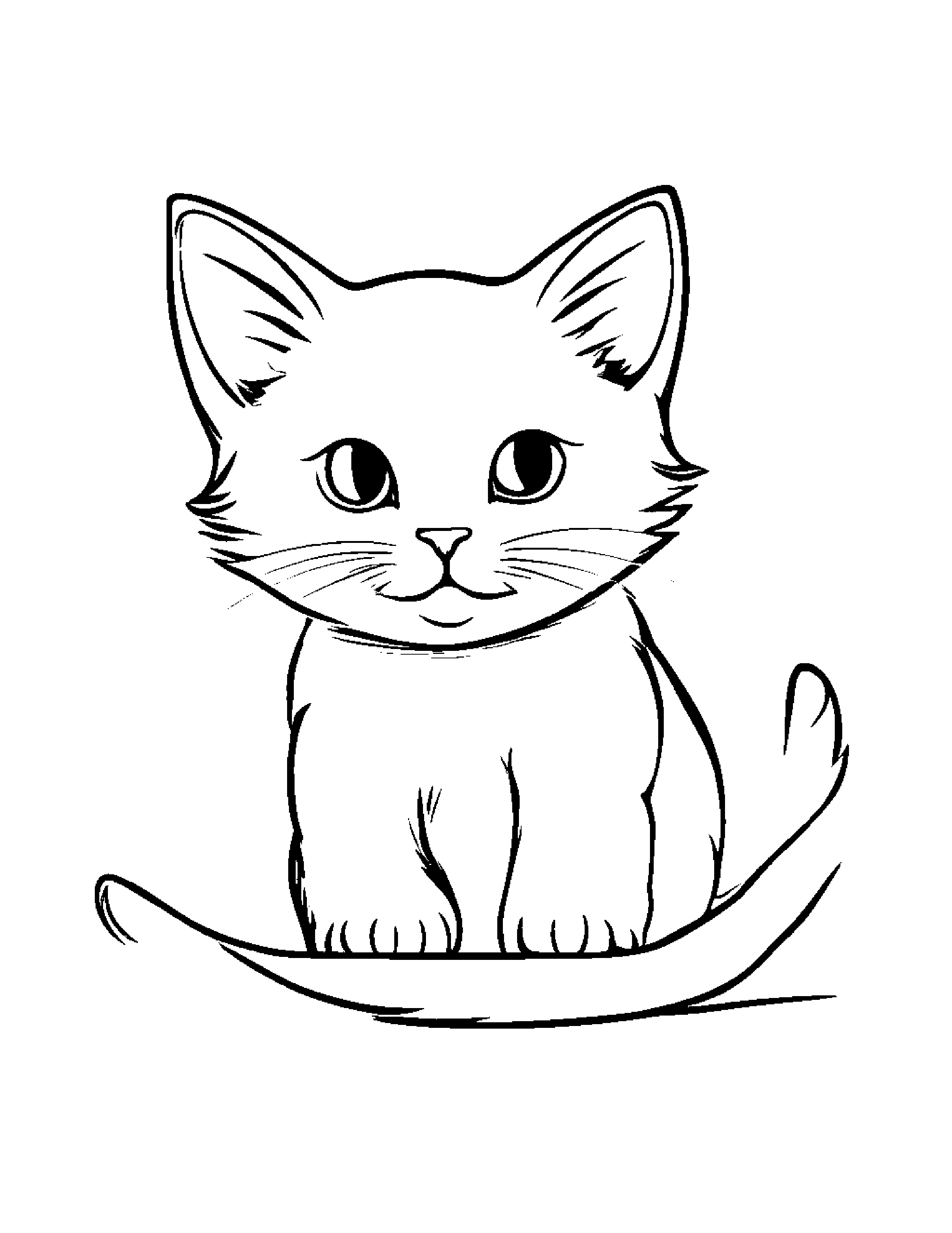 Kitten Balancing On A Line #4 Coloring Page (Free Printable PDF)