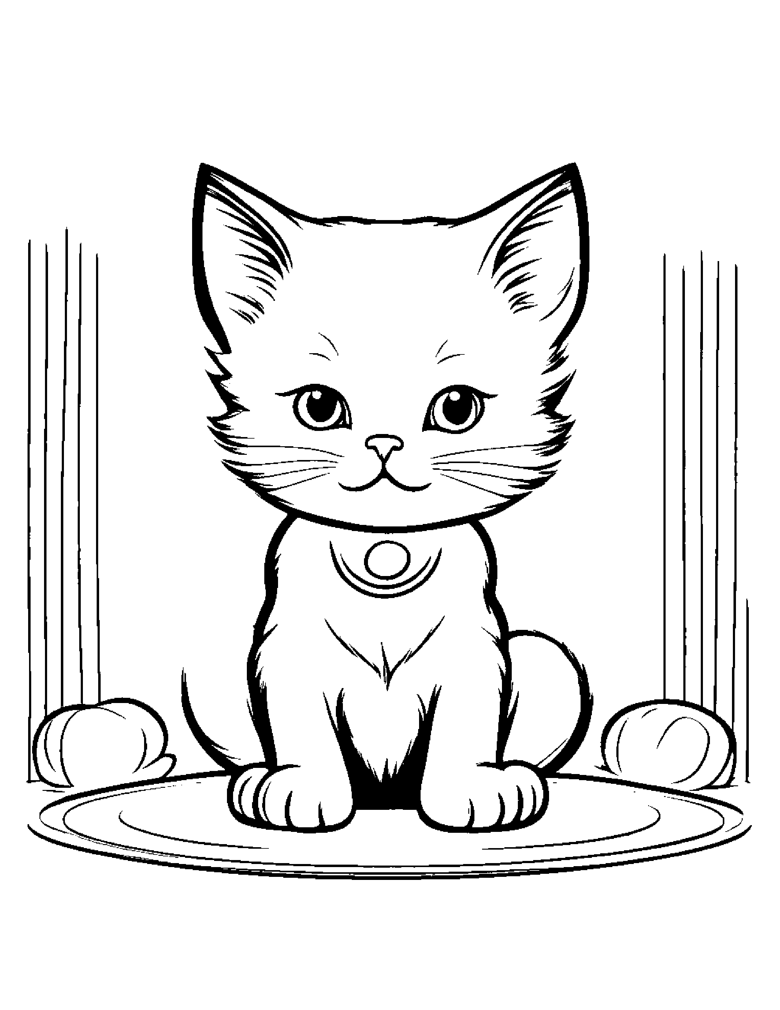 Kitten Playing Pat-A-Cake #2 Coloring Page (Free Printable PDF)