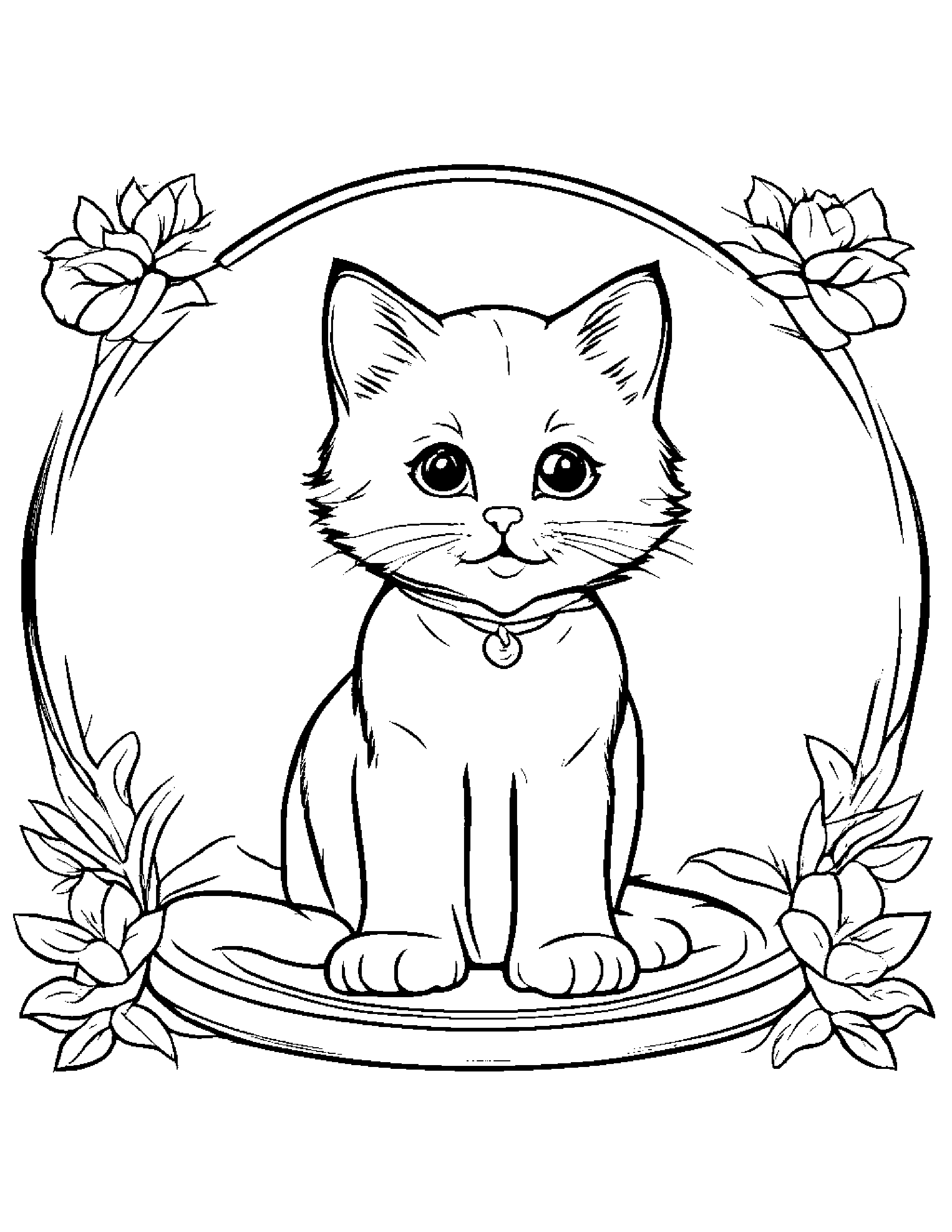 Kitten Playing Pat-A-Cake #4 Coloring Page (Free Printable PDF)