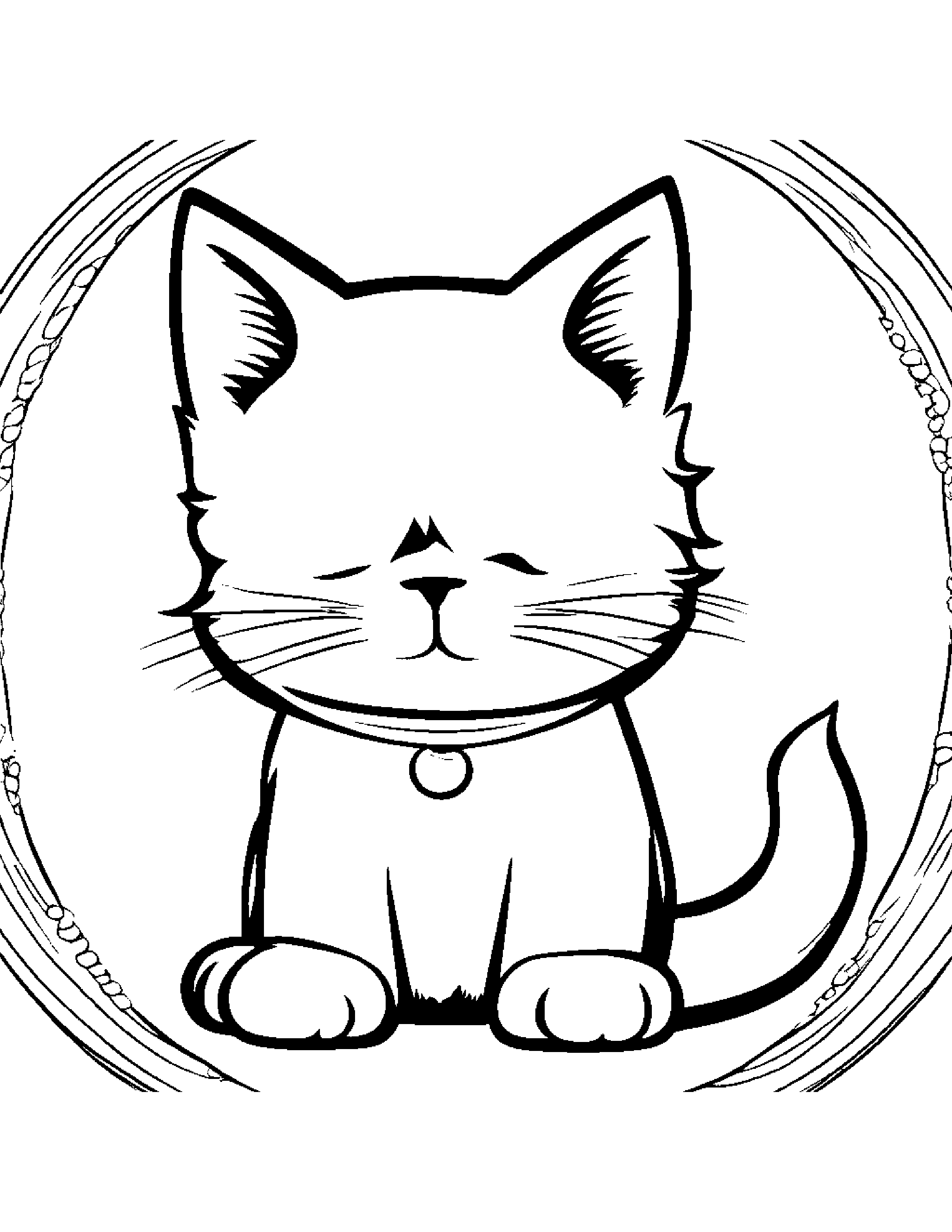 Kitten Playing Pat-A-Cake #5 Coloring Page (Free Printable PDF)