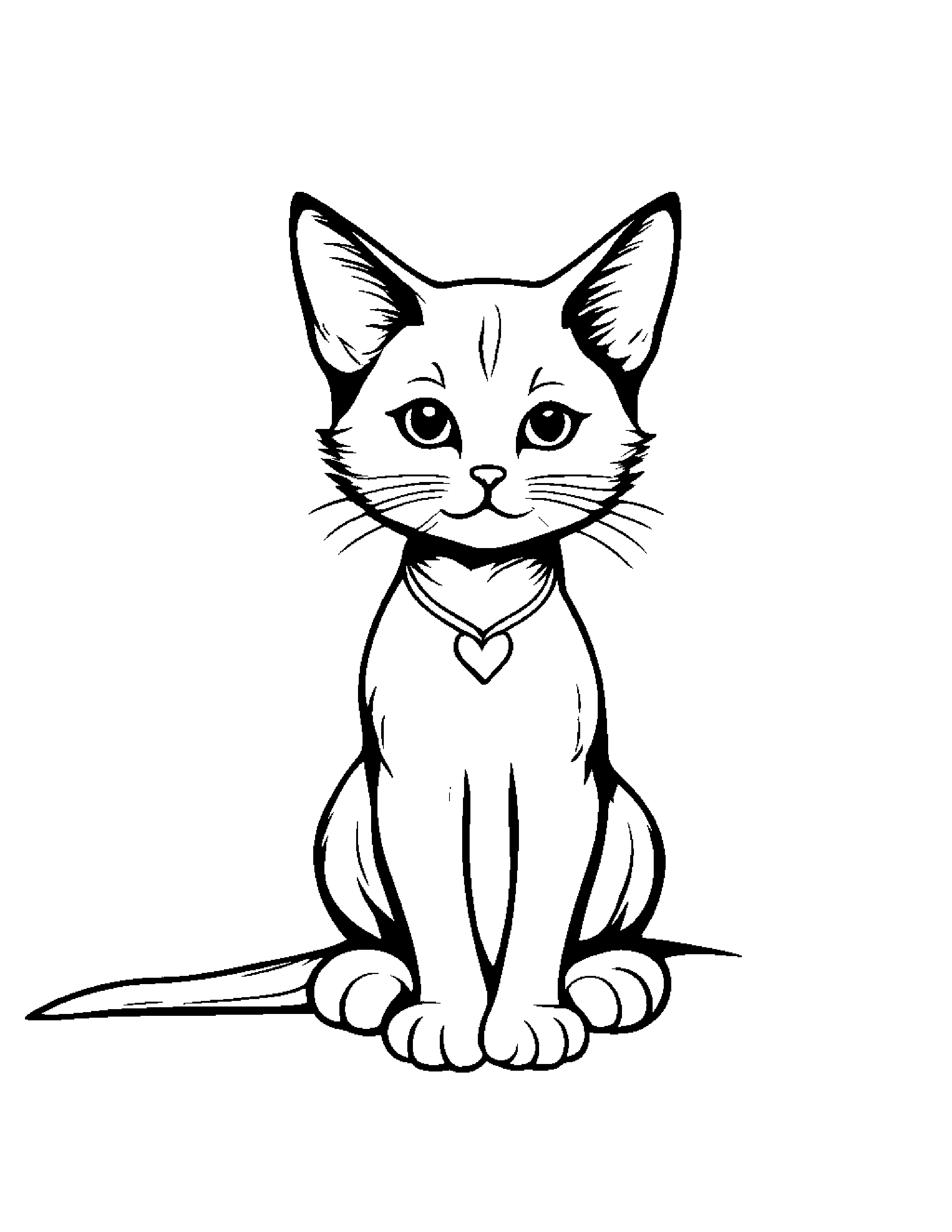 Kitten With A Little Heart #3 Coloring Page (Free Printable PDF)
