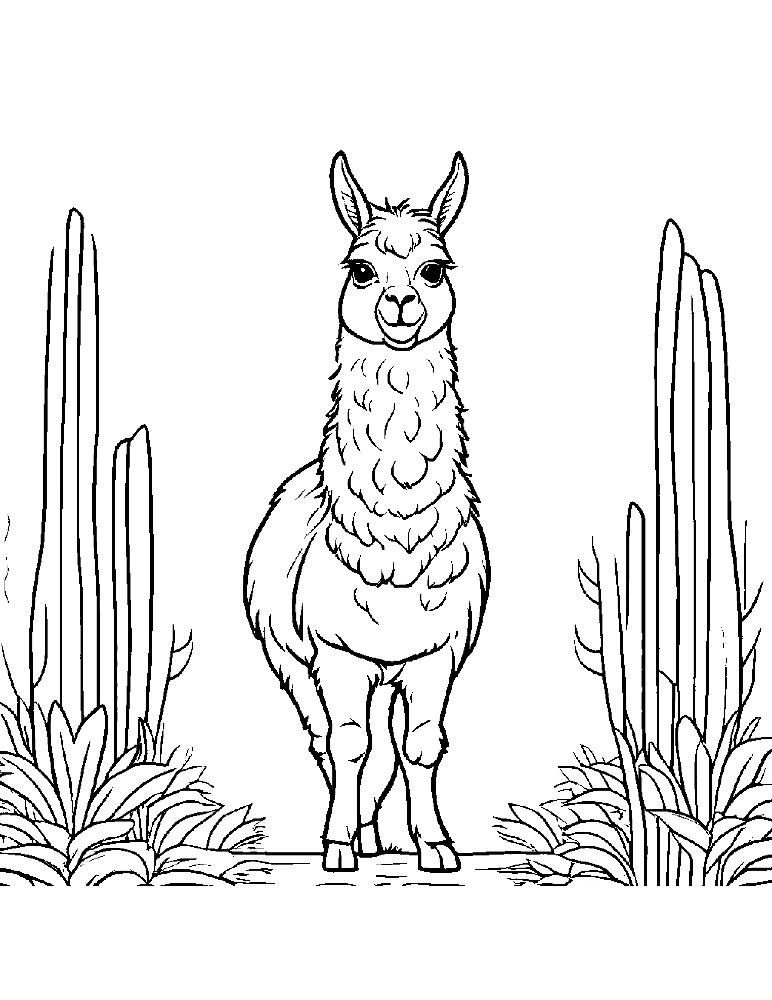 Llama Waving Coloring Page (Free Printable PDF)