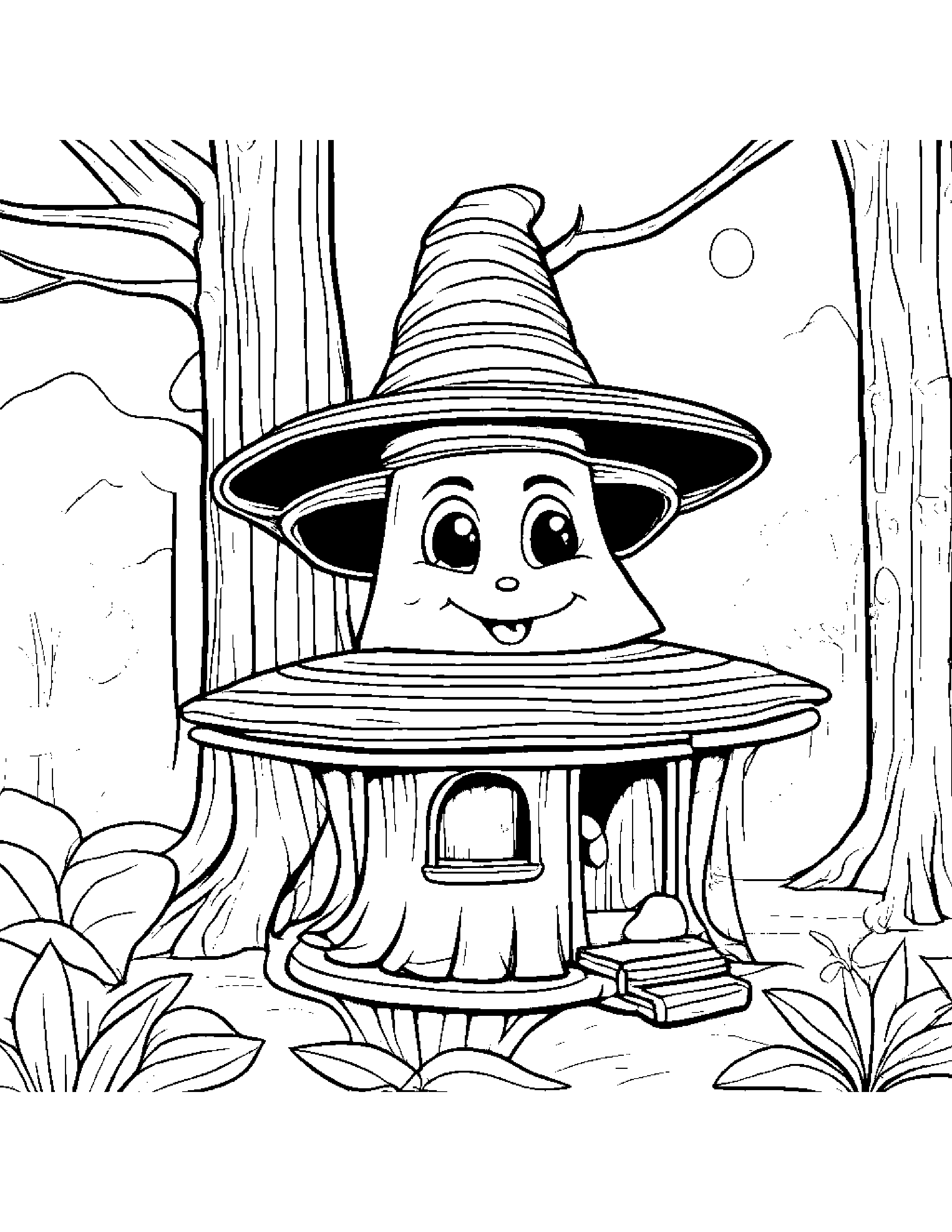 Pancake With A Cute Hat In A Treehouse #3 Coloring Page (Free Printable PDF)