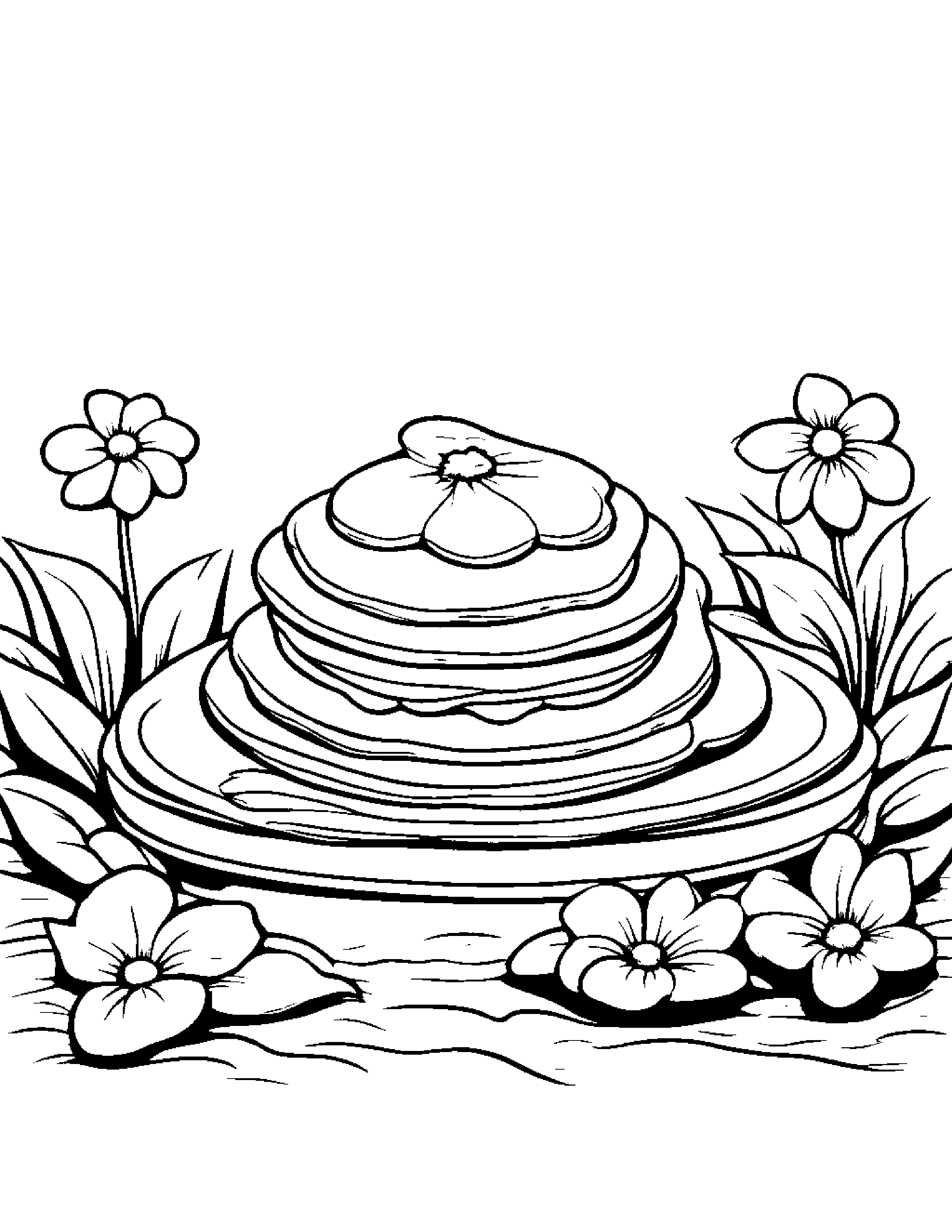 Pancake With A Small Flower Beside A Sandbox #3 Coloring Page (Free Printable PDF)