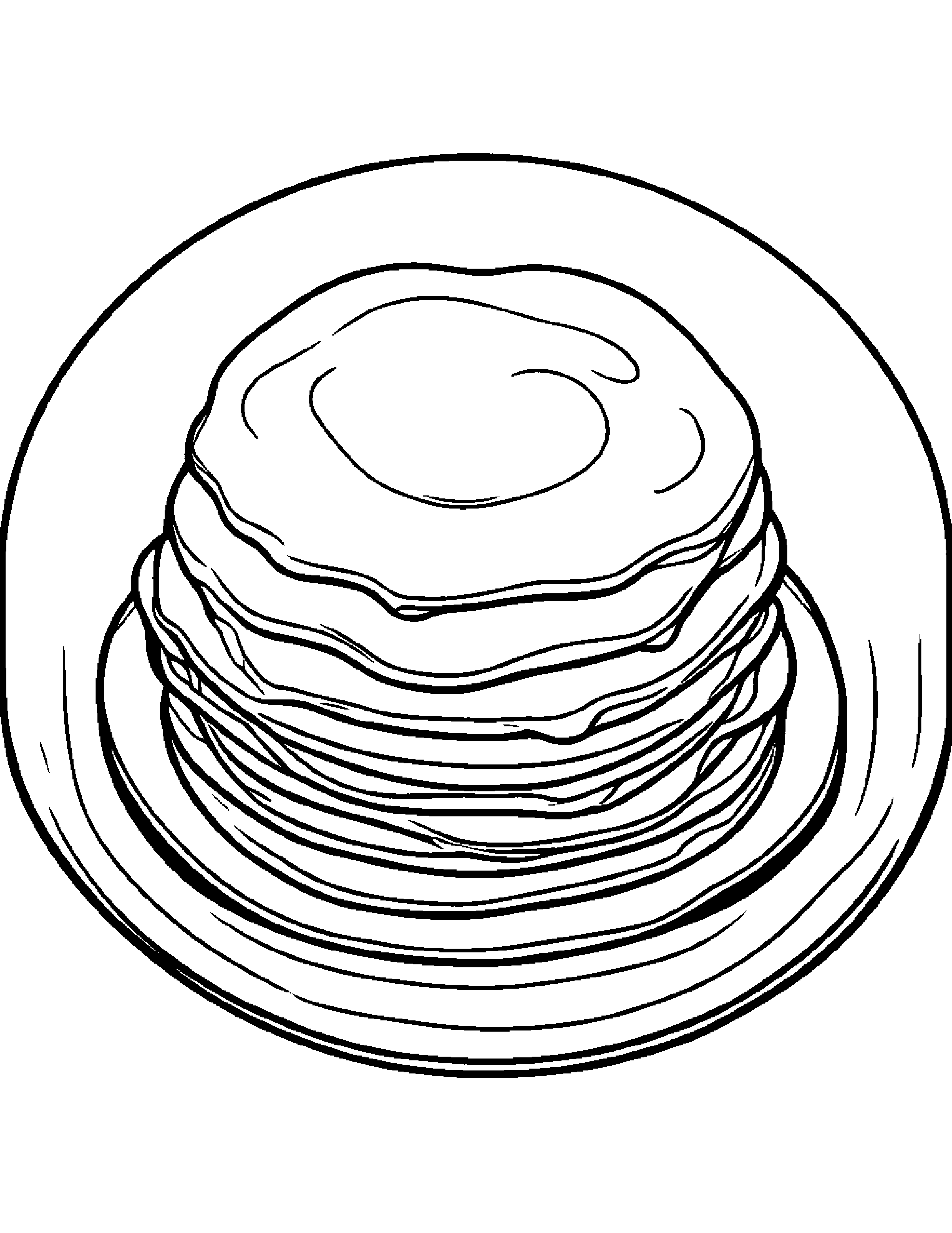 Pancake With A Sunny Sticker #2 Coloring Page (Free Printable PDF)