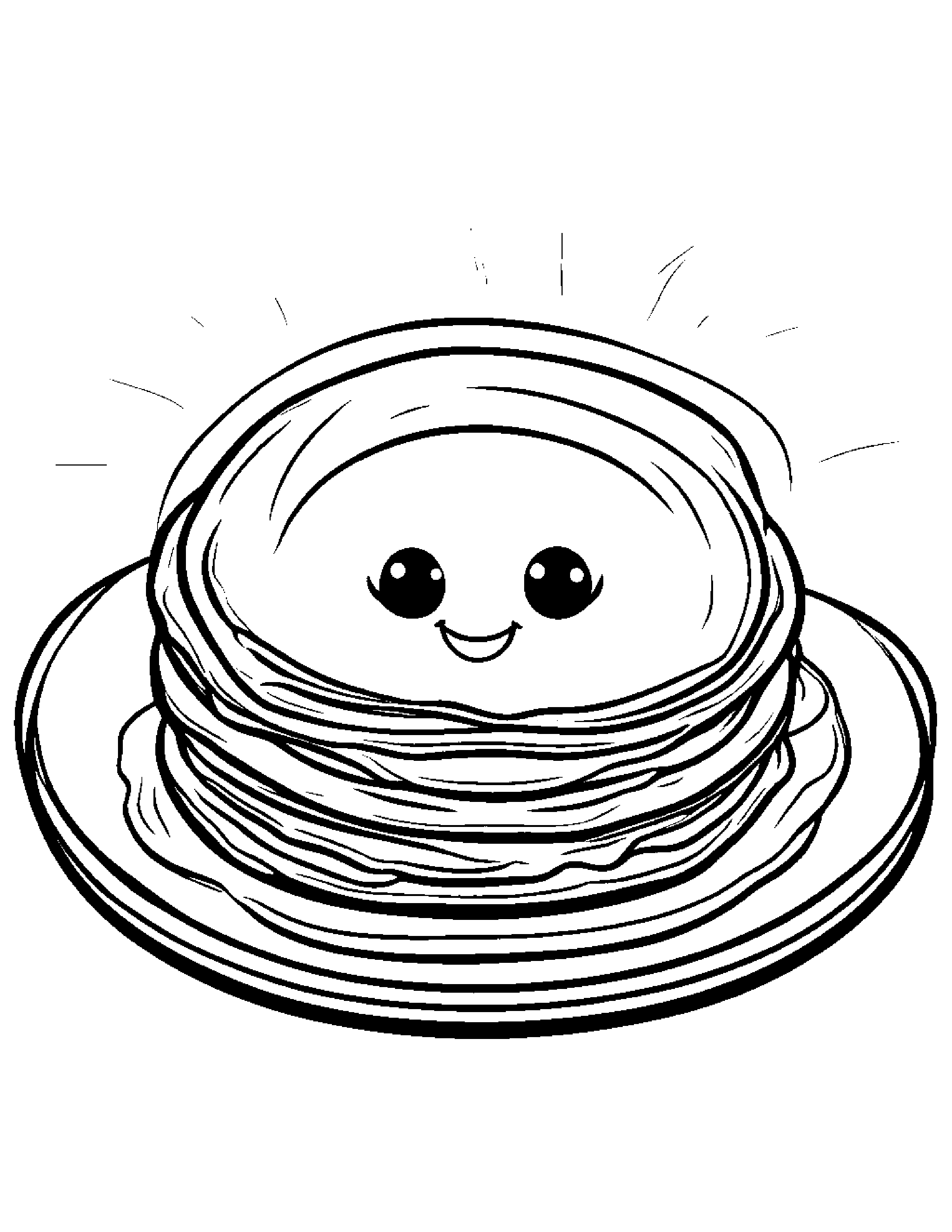 Pancake With A Sunny Sticker #5 Coloring Page (Free Printable PDF)