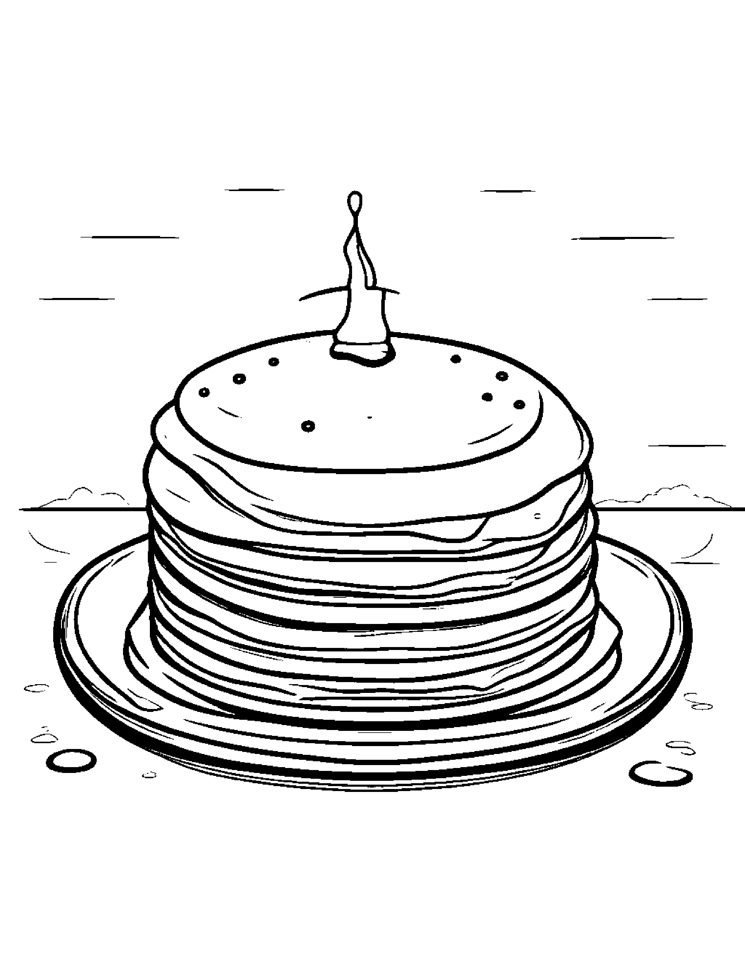 Pancake With A Sunny Sticker Coloring Page (Free Printable PDF)
