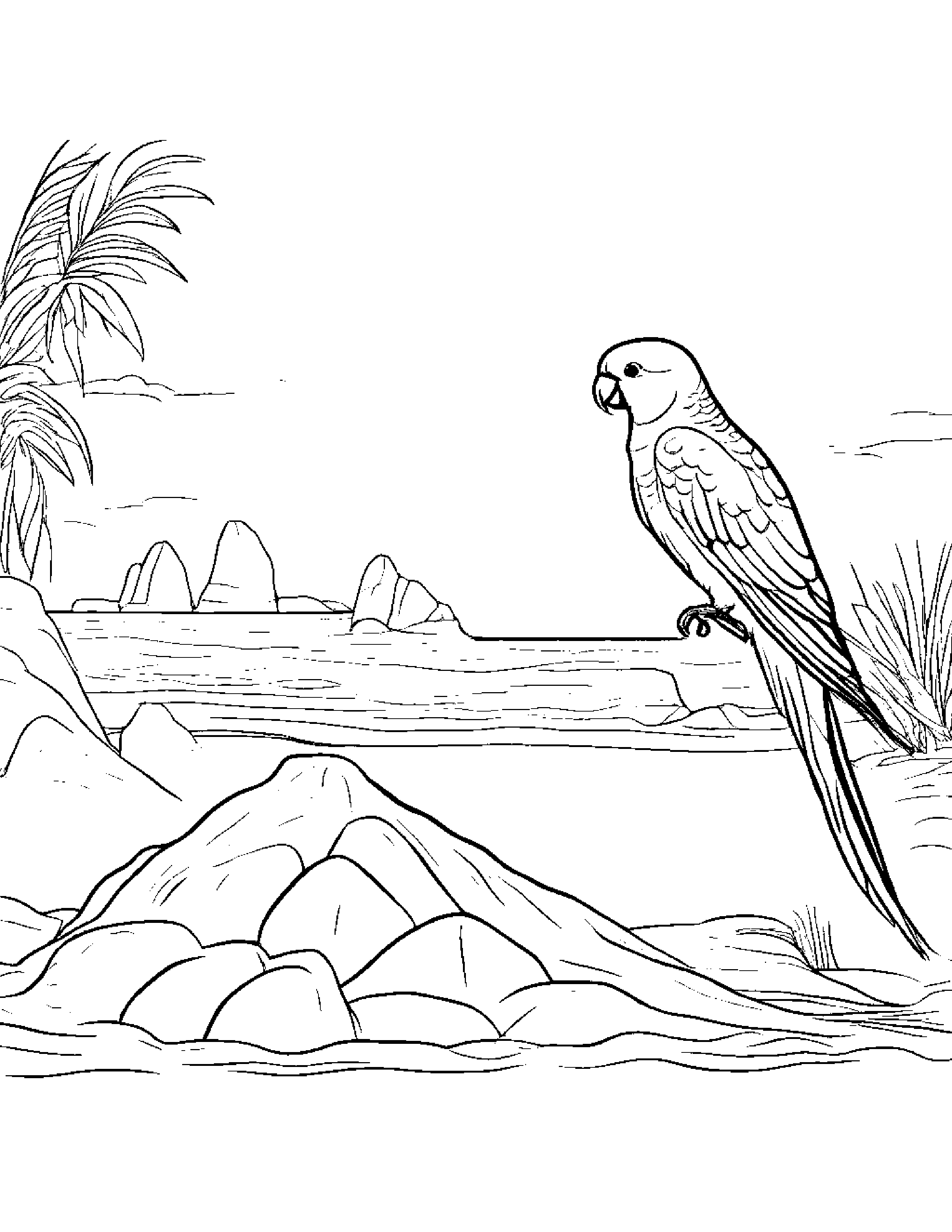 Parakeet Building A Sandcastle #4 Coloring Page (Free Printable PDF)