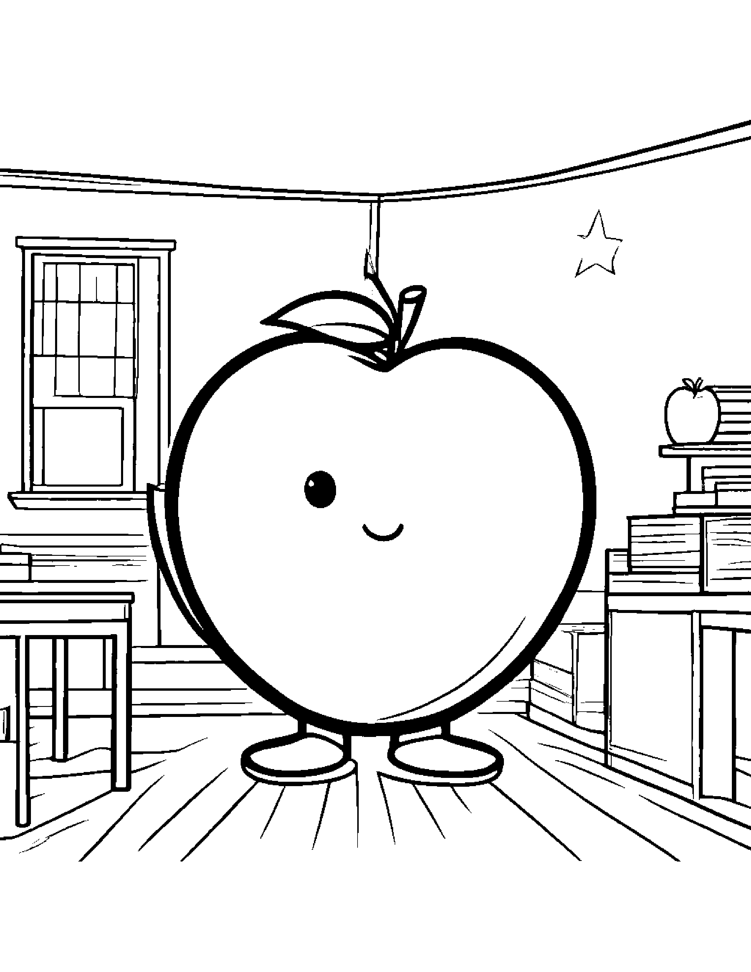 Peach With A Friendly Star In A Classroom Corner #3 Coloring Page (Free Printable PDF)