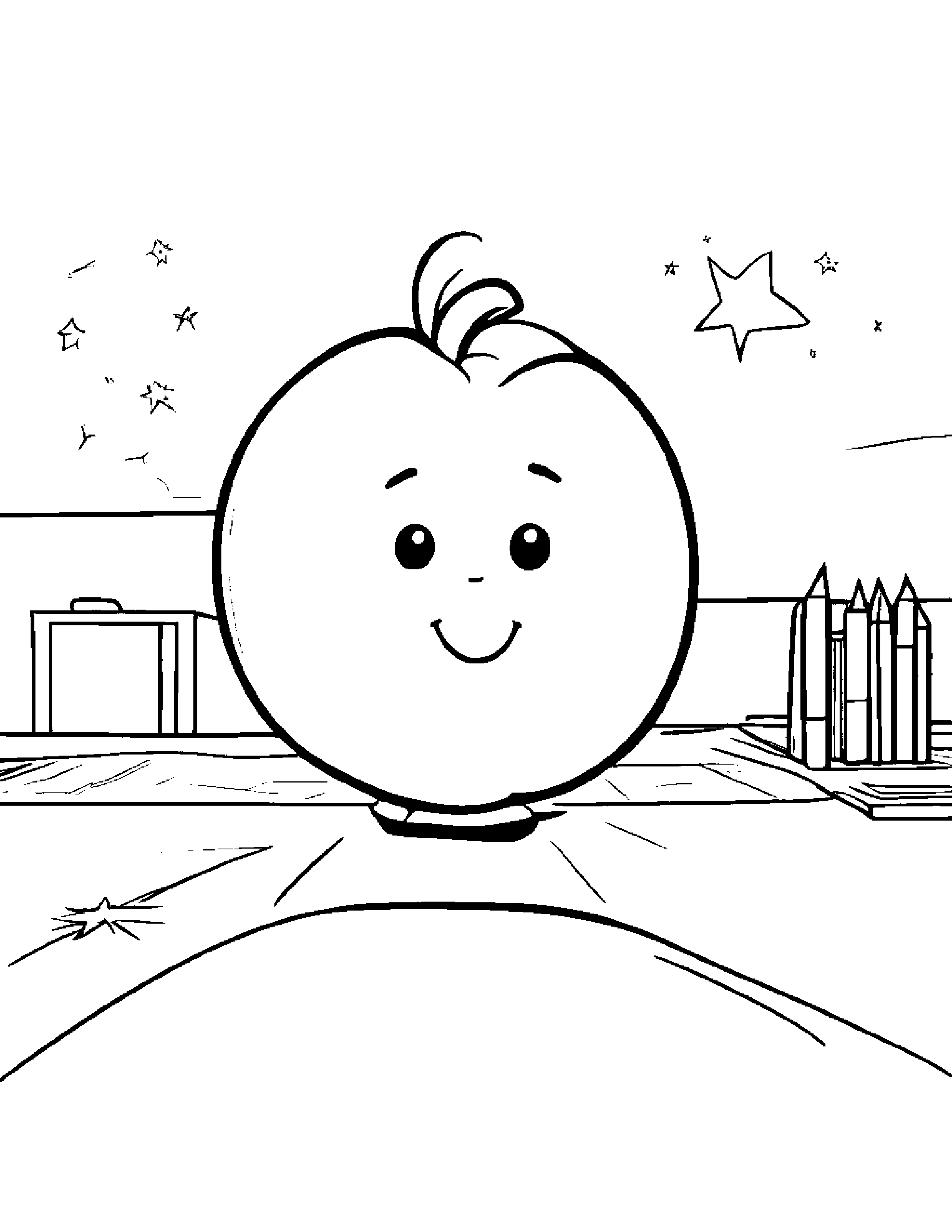 Peach With A Friendly Star In A Classroom Corner #4 Coloring Page (Free Printable PDF)