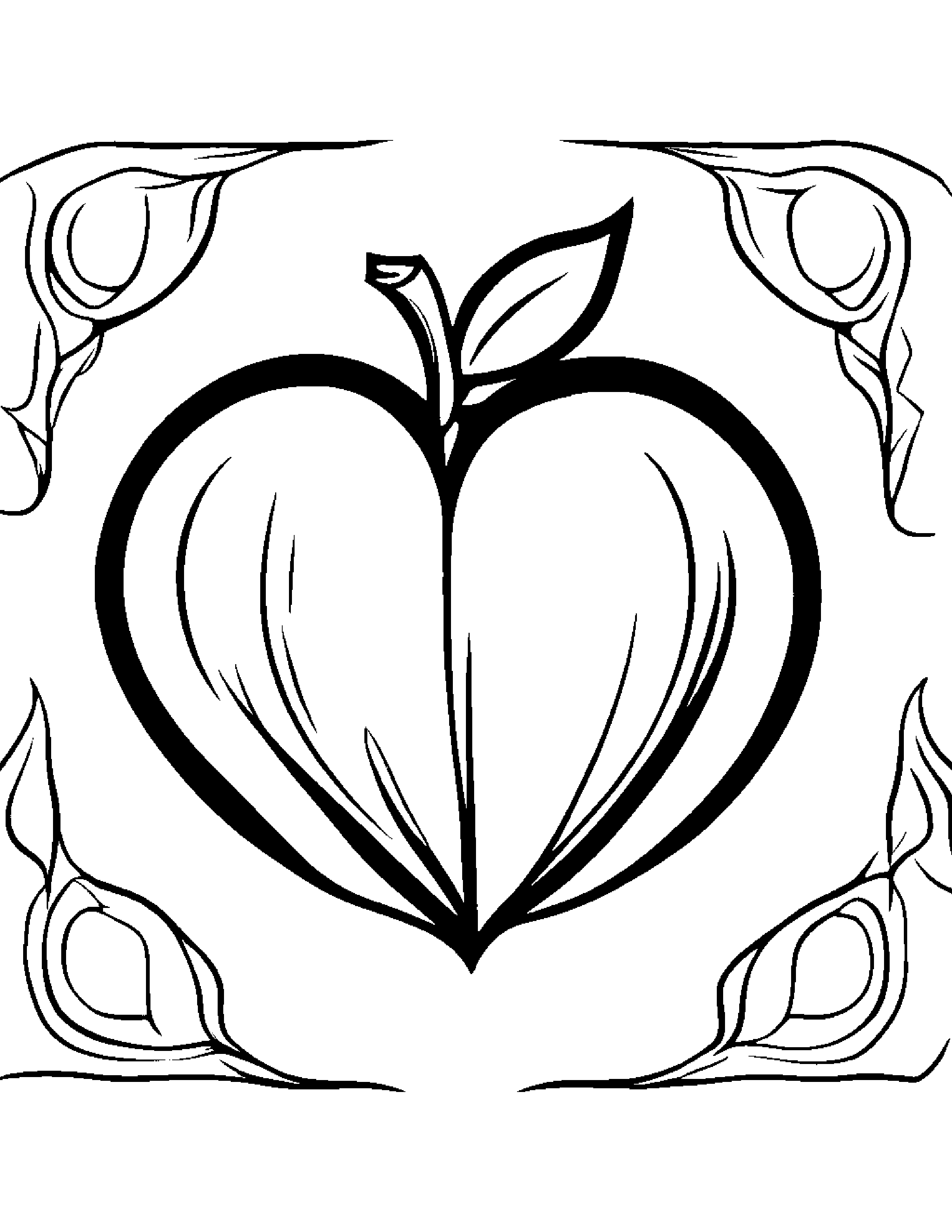 Peach With A Little Heart #2 Coloring Page (Free Printable PDF)