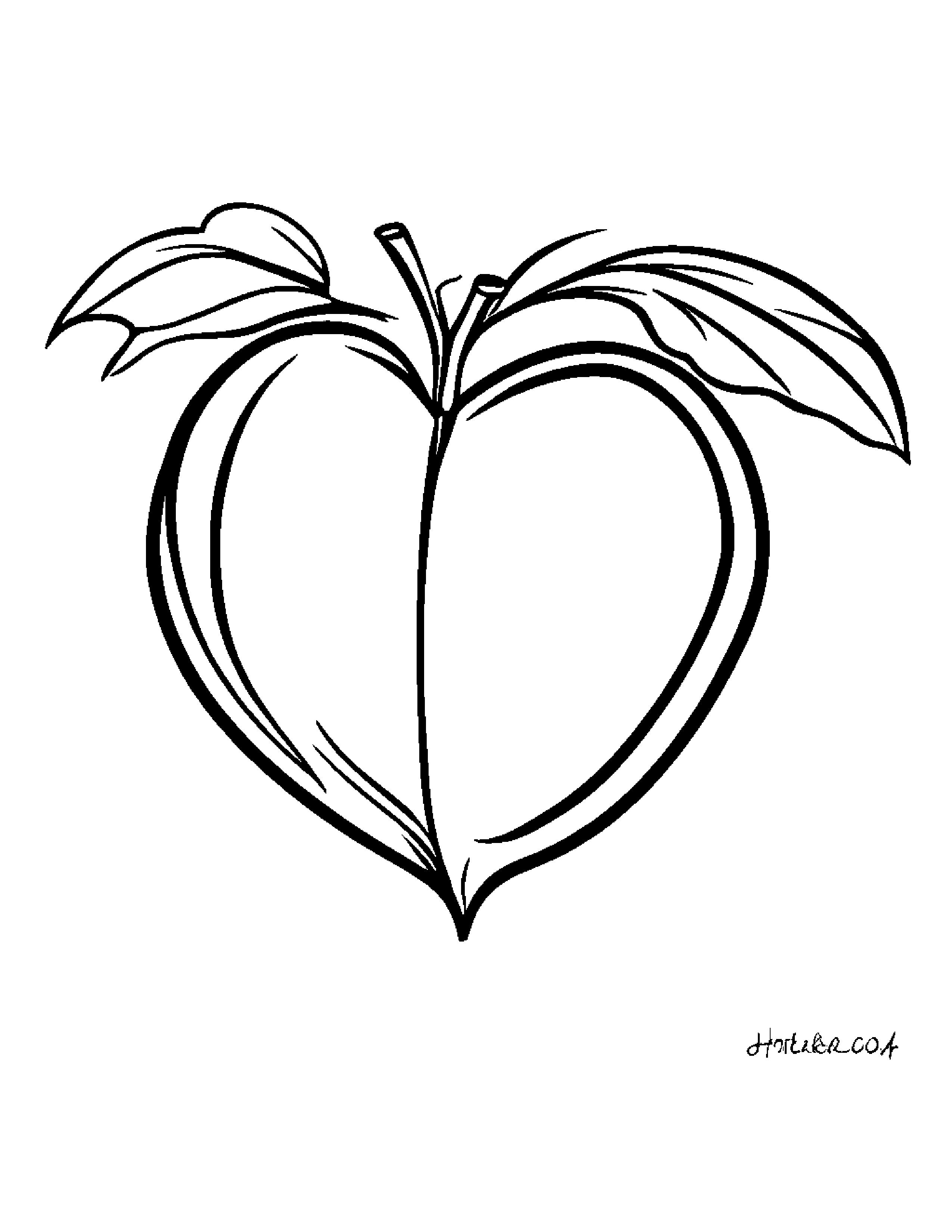 Peach With A Little Heart #4 Coloring Page (Free Printable PDF)