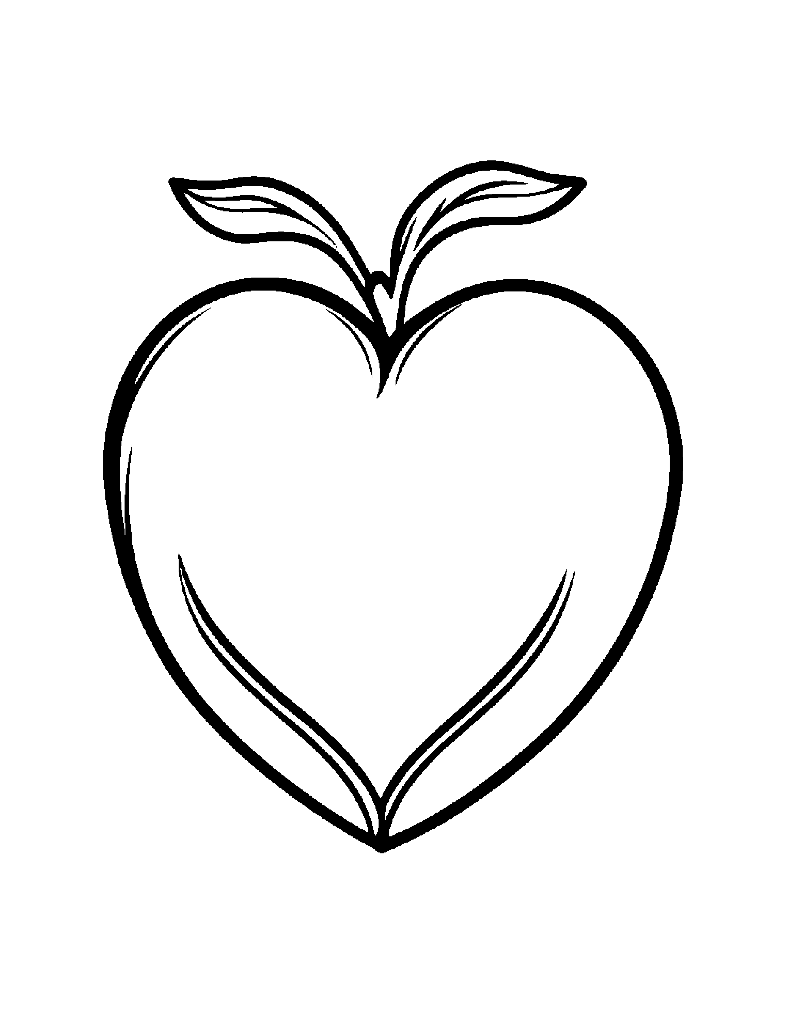 Peach With A Little Heart Coloring Page (Free Printable PDF)