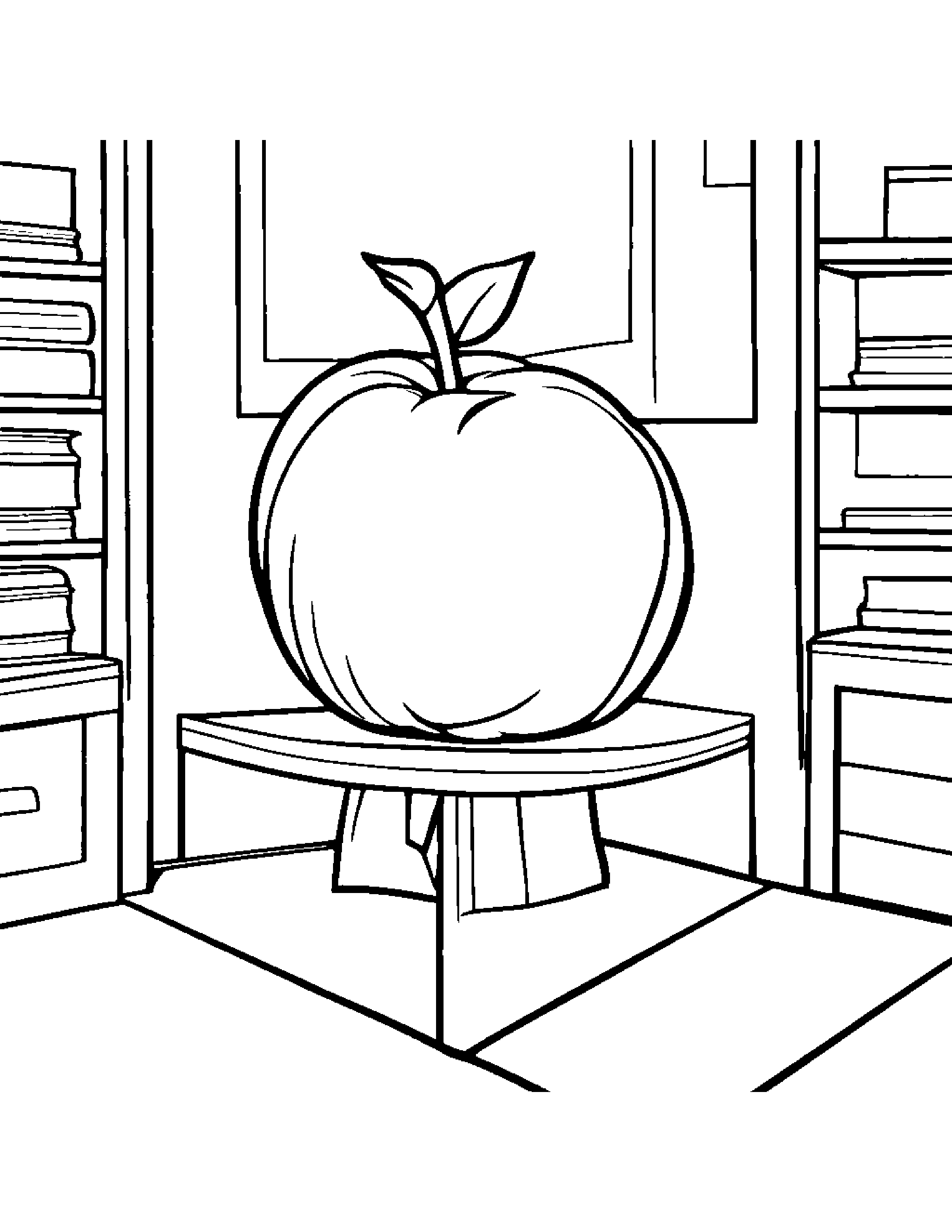 Peach With A Ribbon In A Classroom Corner #3 Coloring Page (Free Printable PDF)