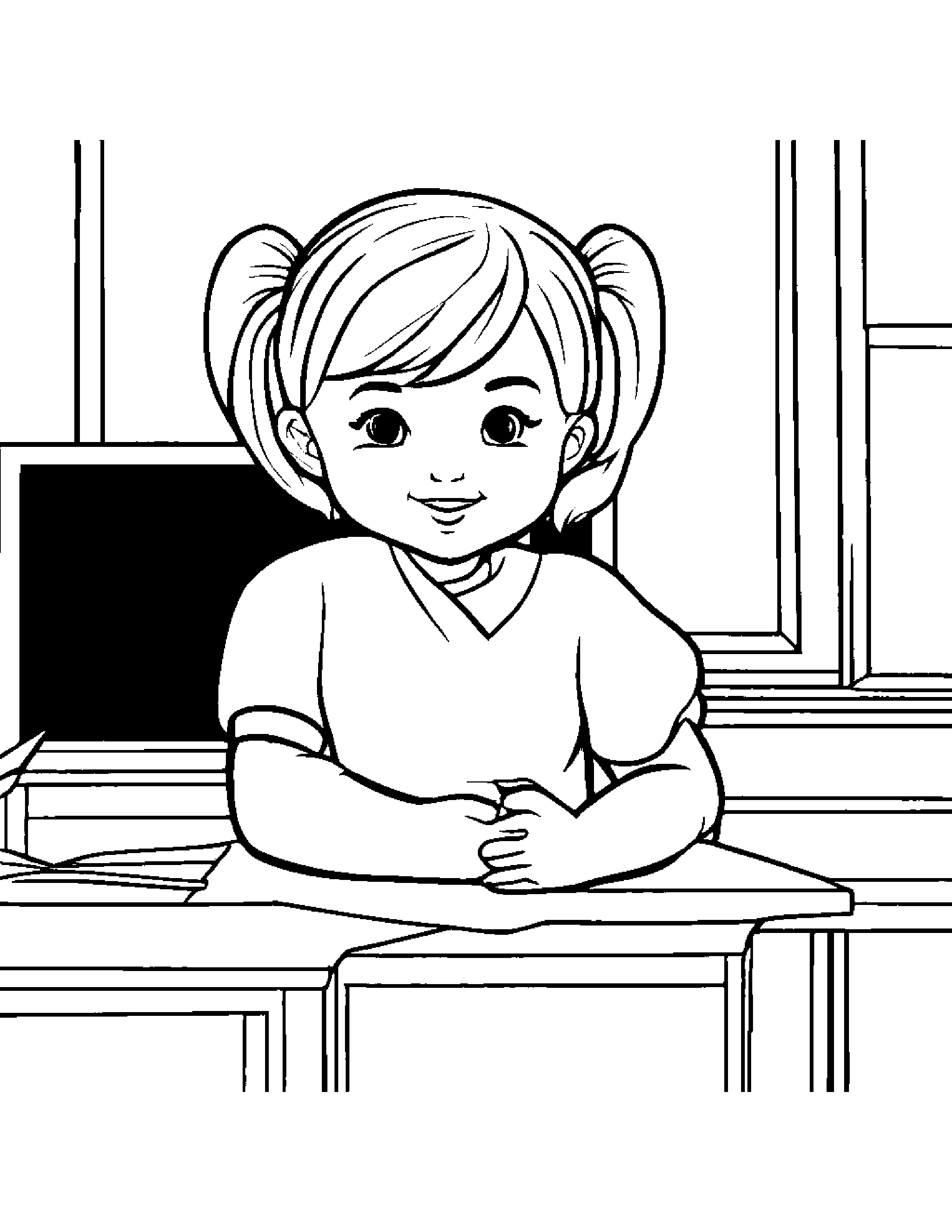 Peach With A Ribbon In A Classroom Corner #4 Coloring Page (Free Printable PDF)