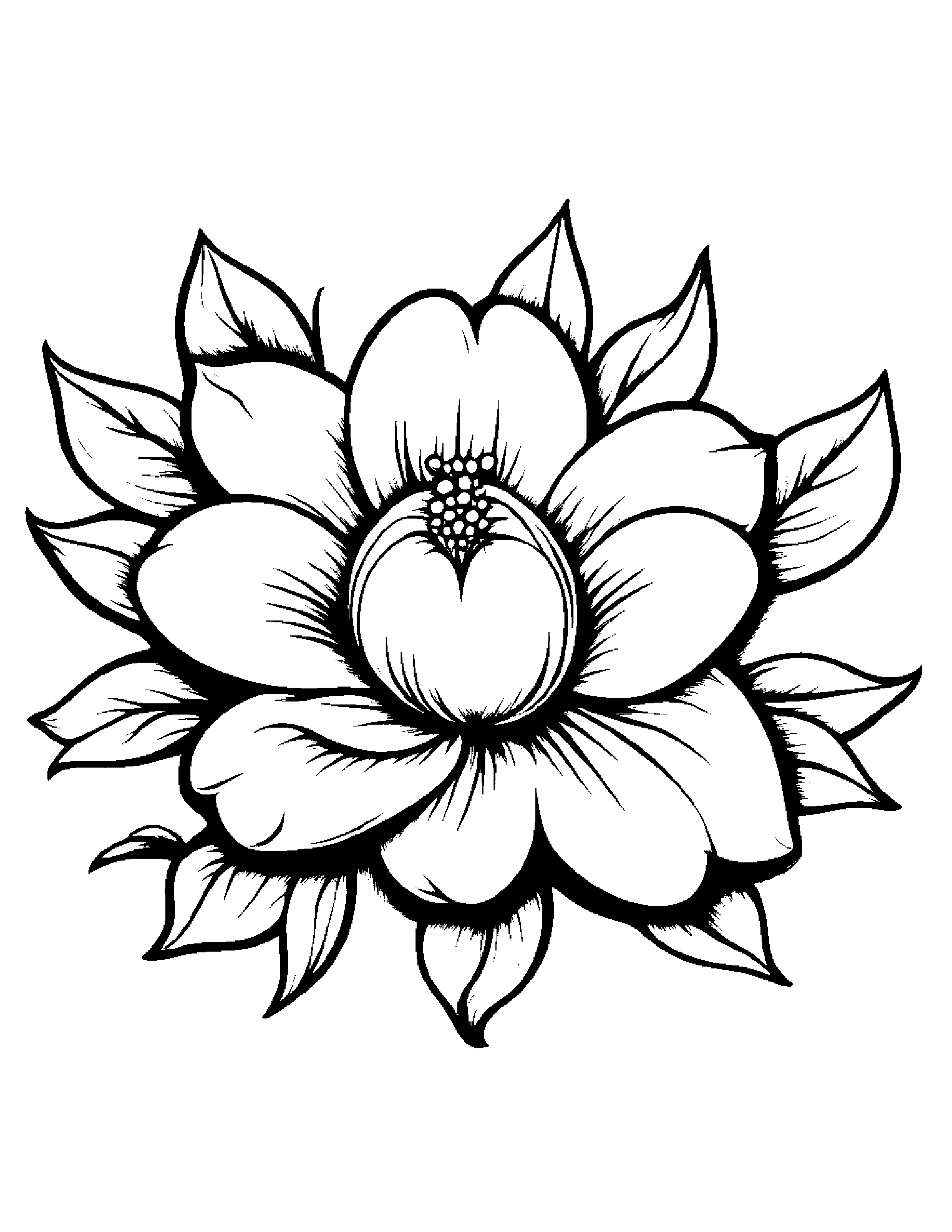 Peach With A Small Flower Coloring Page (Free Printable PDF)