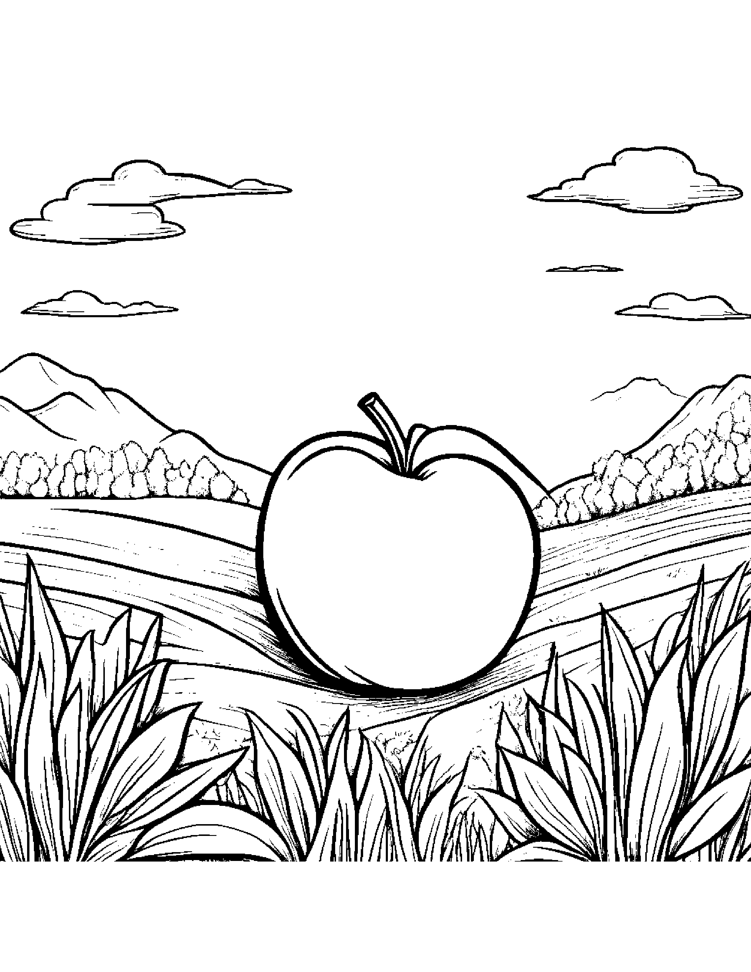 Peach With A Sunny Sticker In A Sunny Meadow #2 Coloring Page (Free Printable PDF)