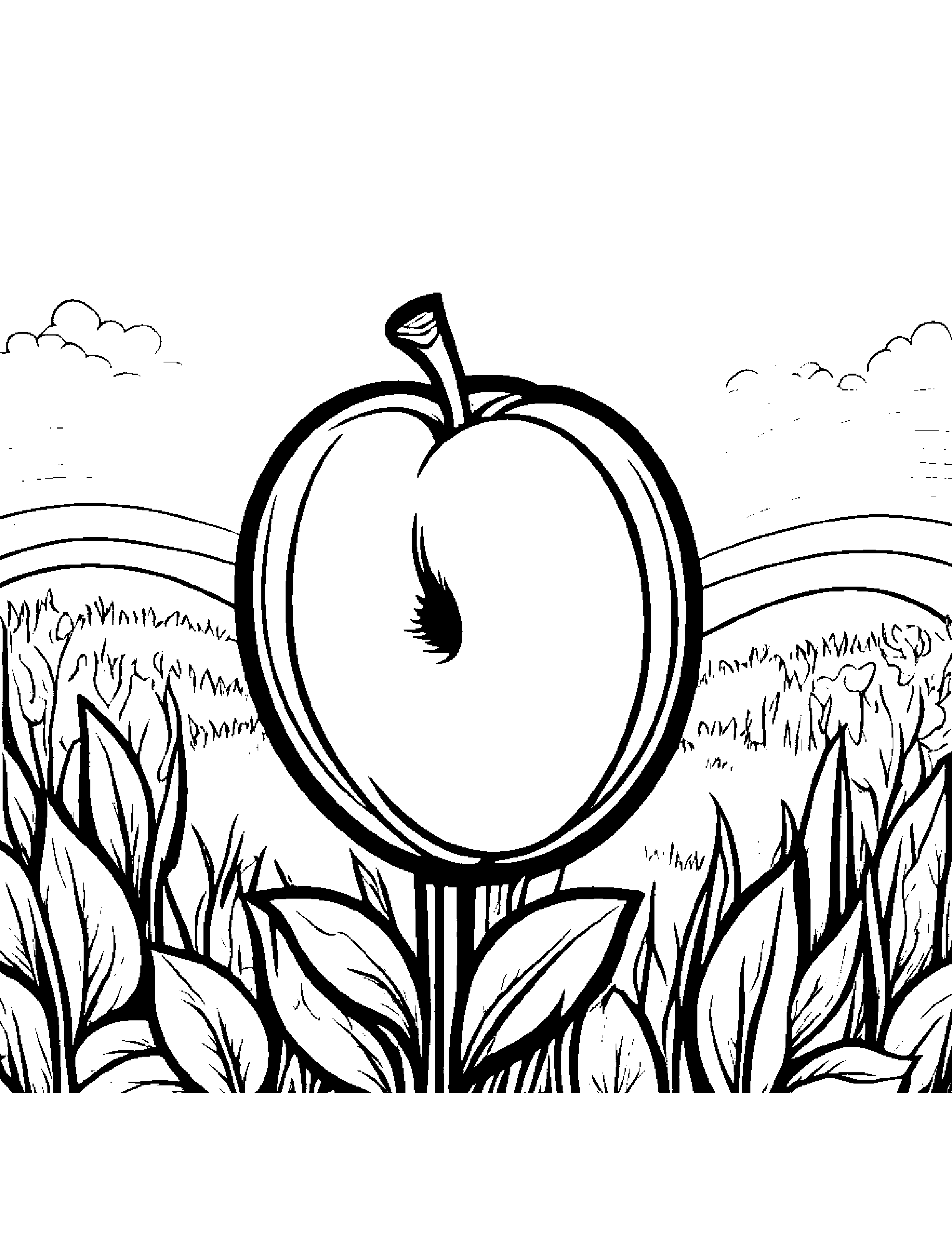 Peach With A Sunny Sticker In A Sunny Meadow #3 Coloring Page (Free Printable PDF)