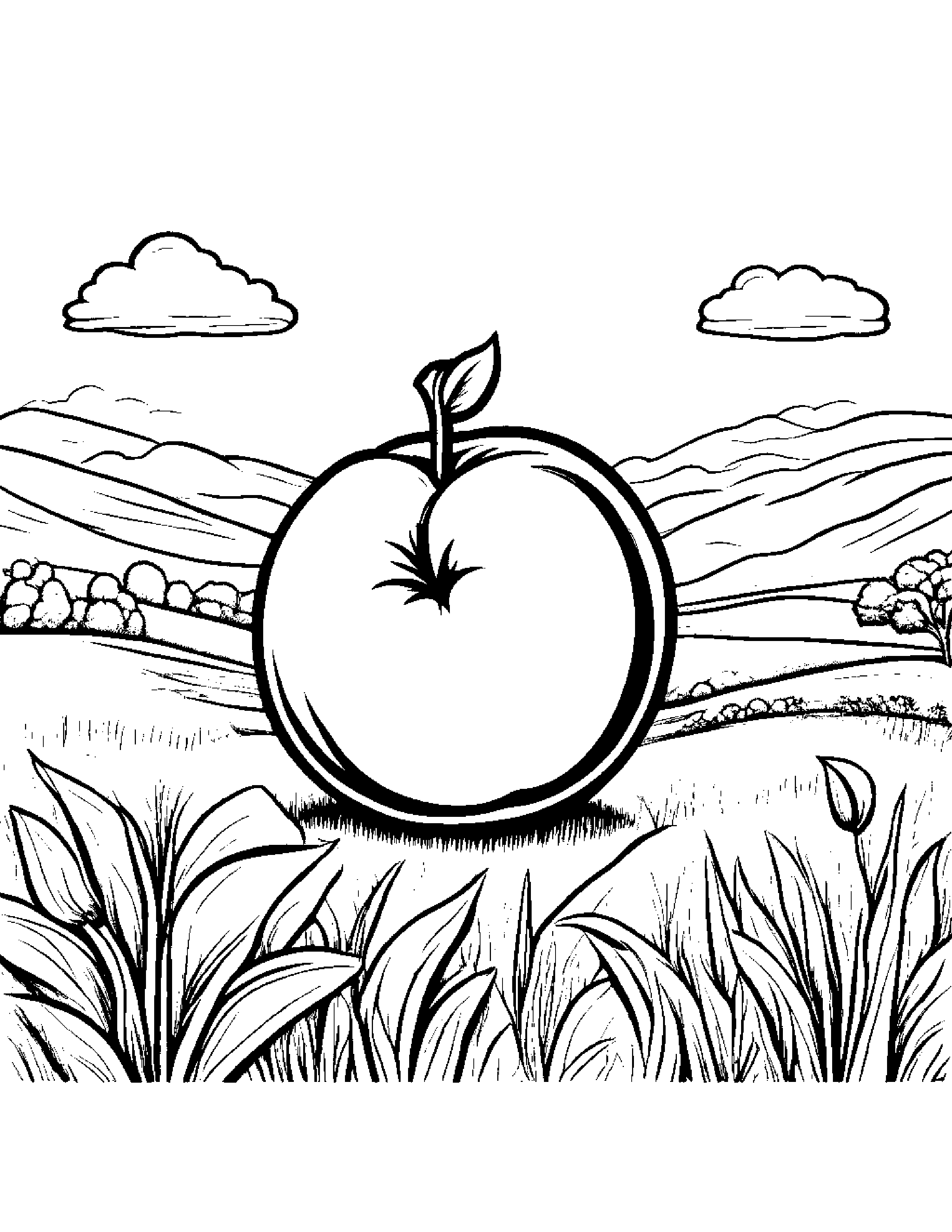 Peach With A Sunny Sticker In A Sunny Meadow #4 Coloring Page (Free Printable PDF)