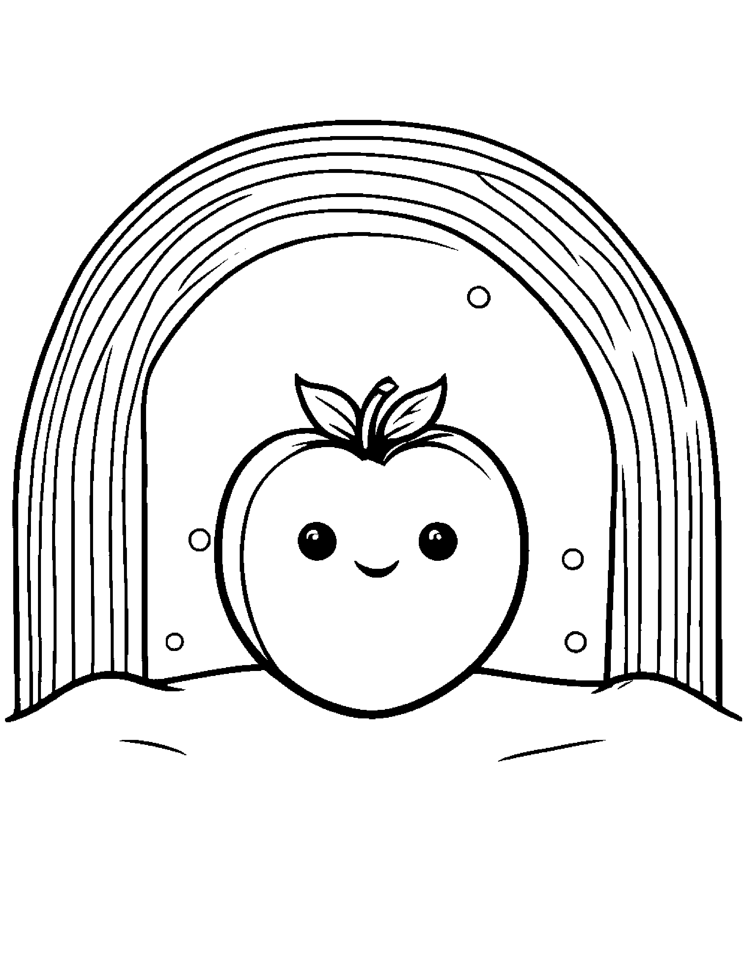 Peach With A Tiny Bow Under A Rainbow #2 Coloring Page (Free Printable PDF)