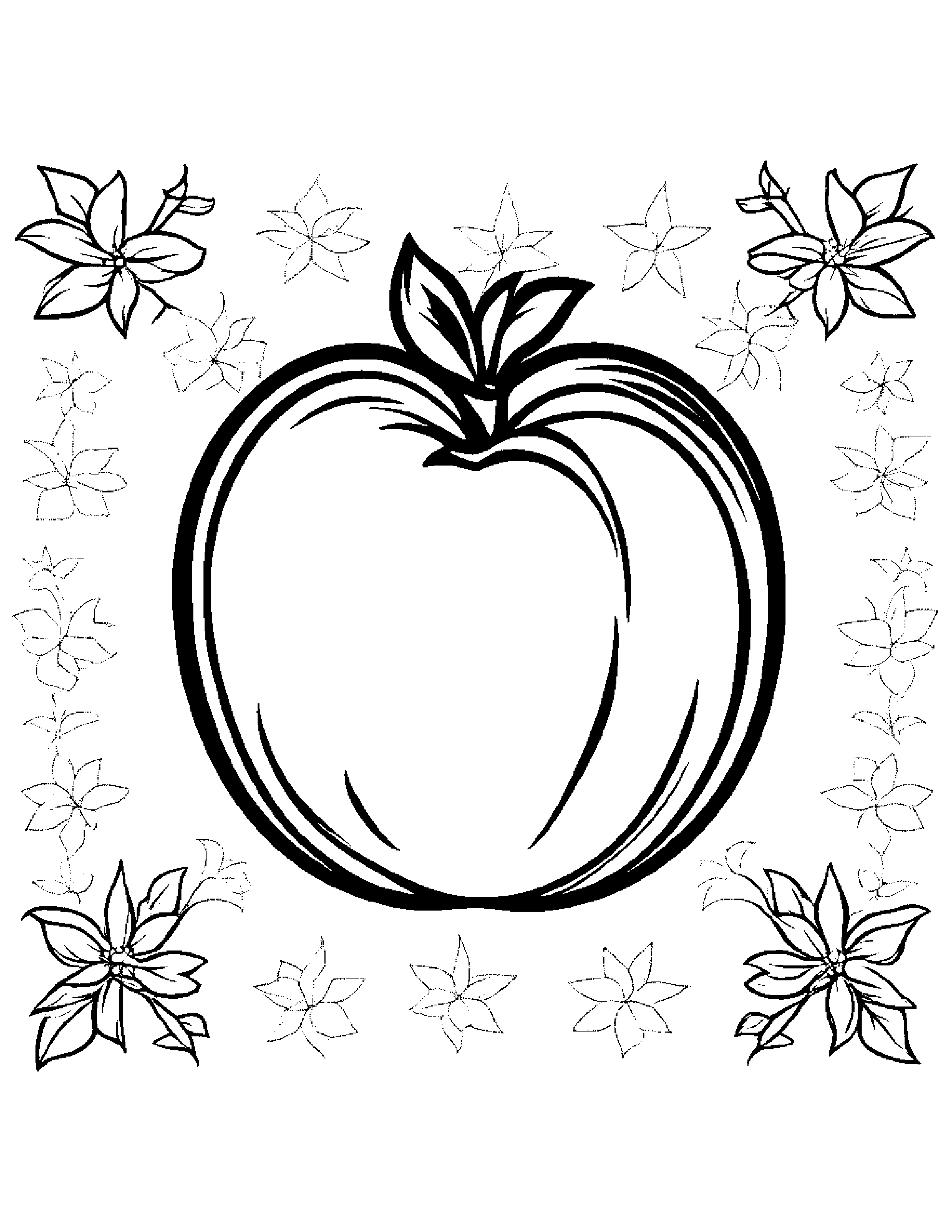 Peach With Sparkles Coloring Page (Free Printable PDF)