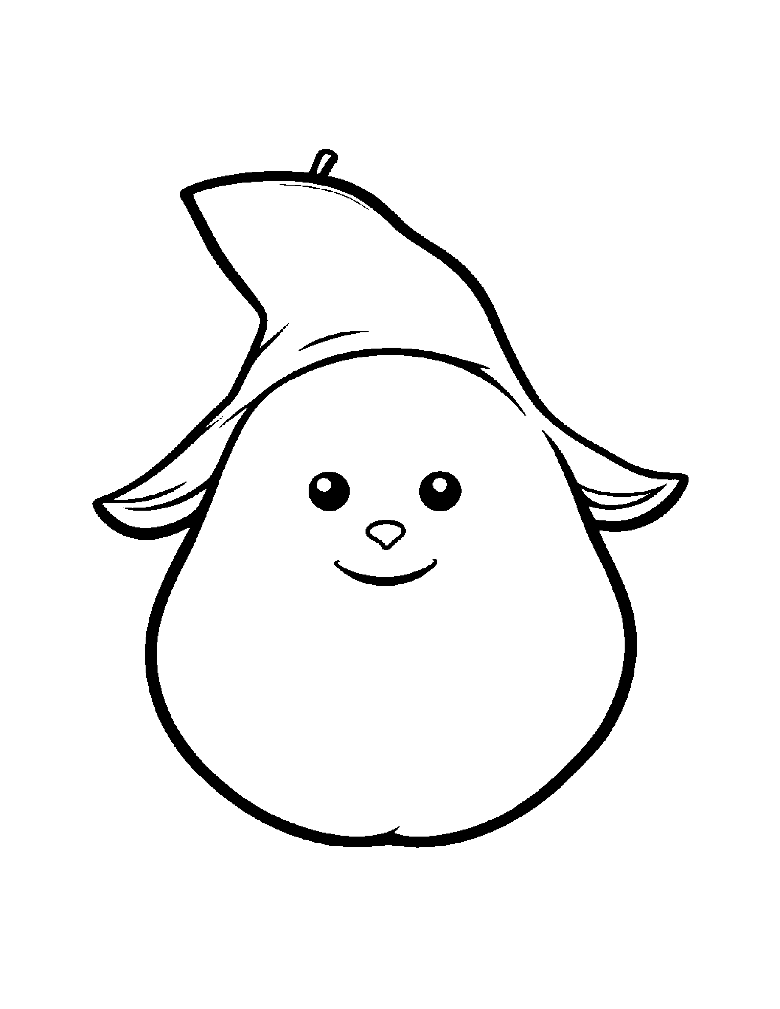 Pear With A Cute Hat #4 Coloring Page (Free Printable PDF)